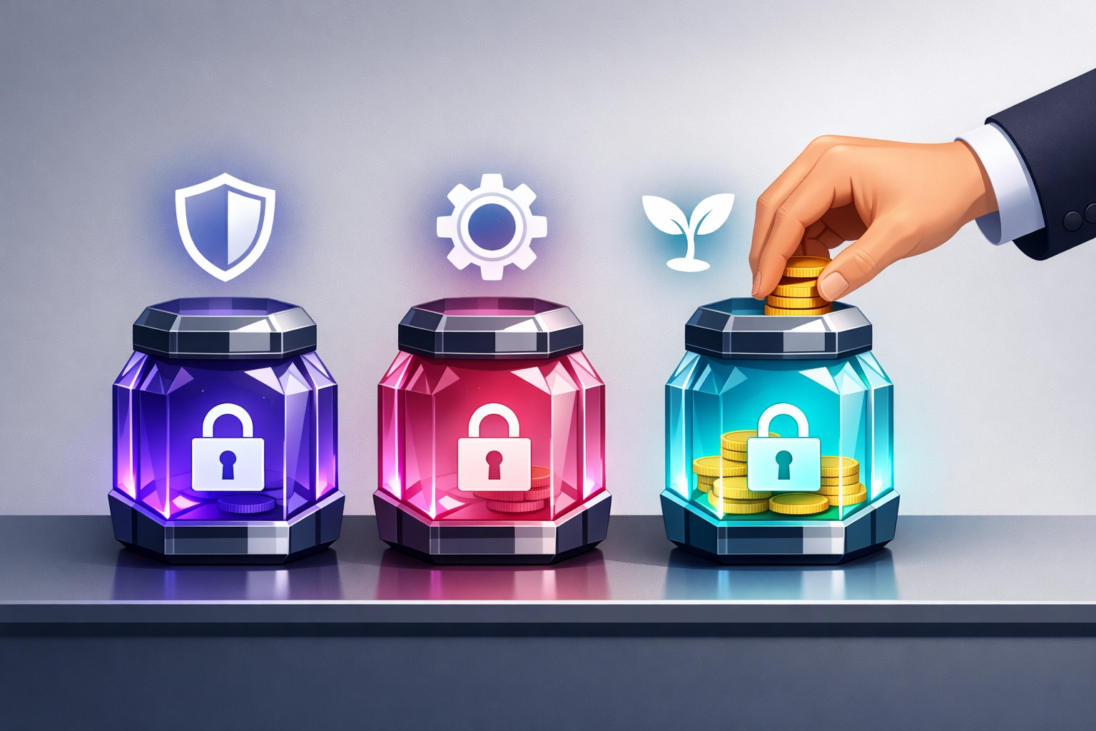 Organizing business cash reserves into separate digital vaults for growth, operations, and protection.