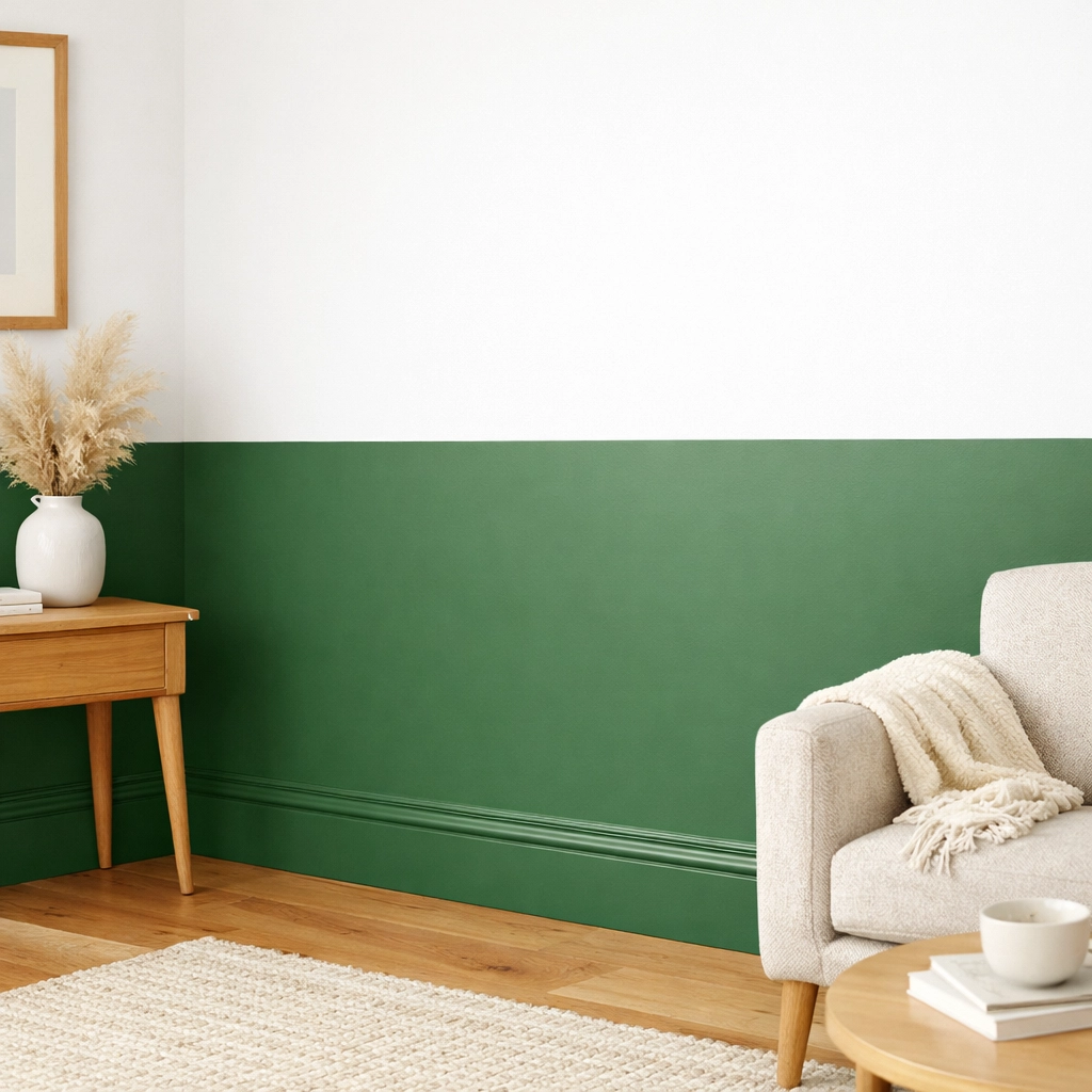 Example of the colour capping trend with forest green walls in a modern Cheltenham interior.