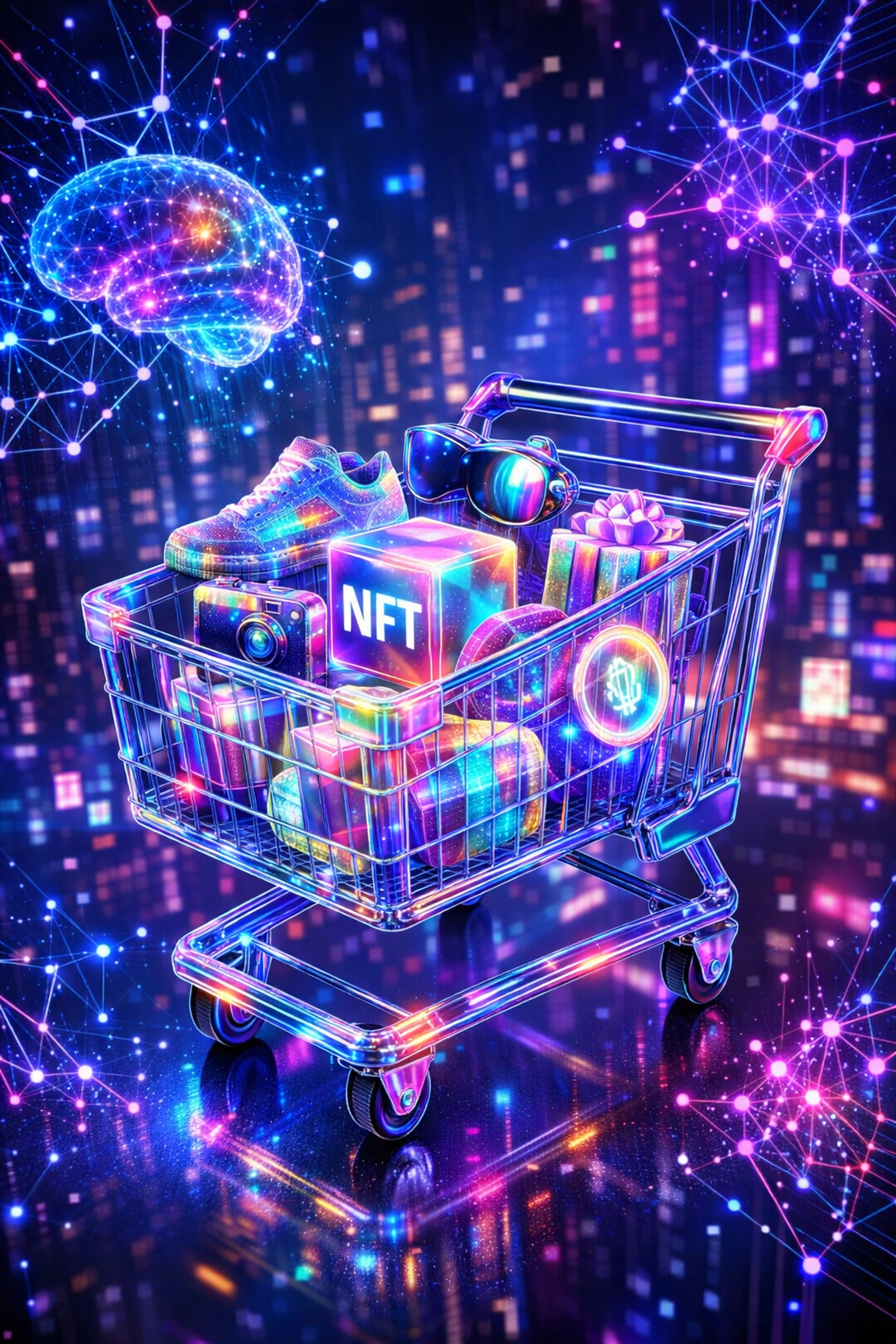 Metaverse shopping experience with NFT items and AI-powered crypto payment integration