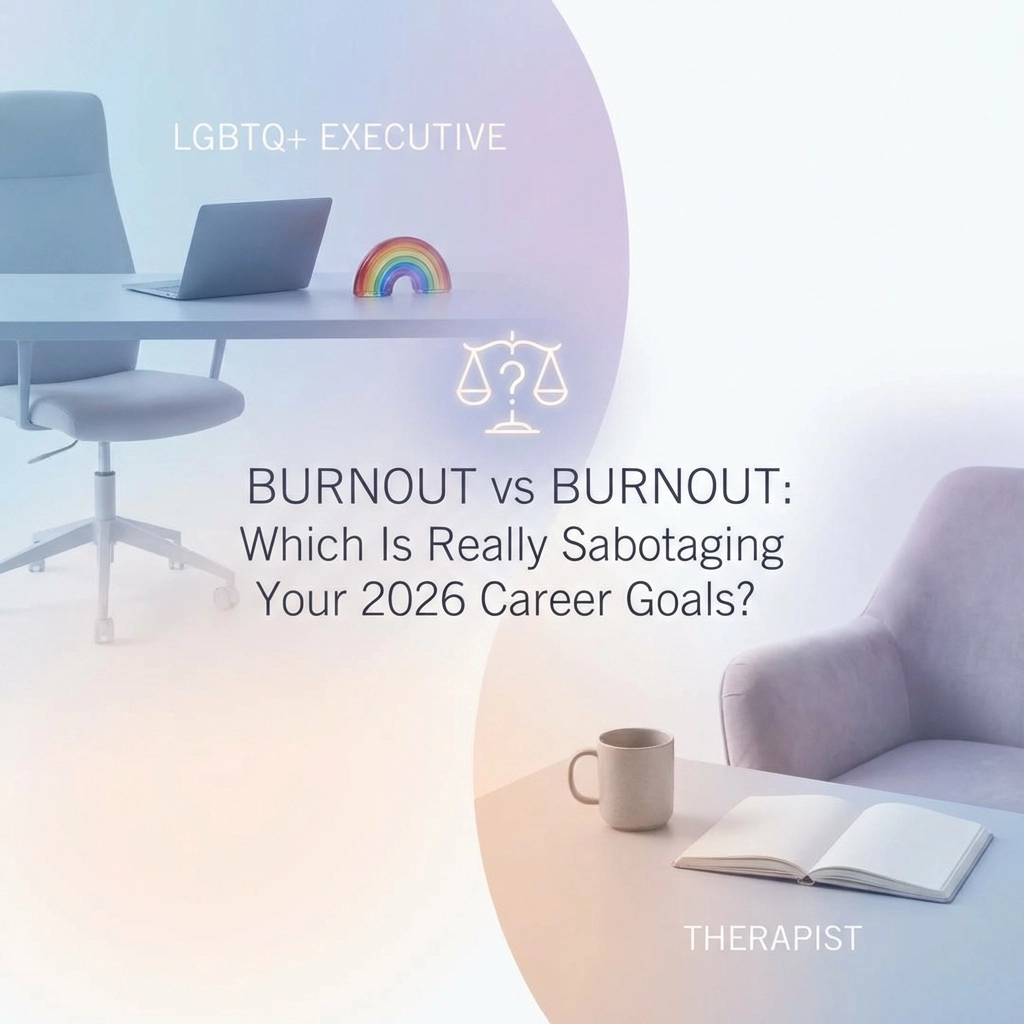 LGBTQ+ Executive Burnout vs Therapist Burnout: Which Is Really Sabotaging Your 2026 Career Goals?