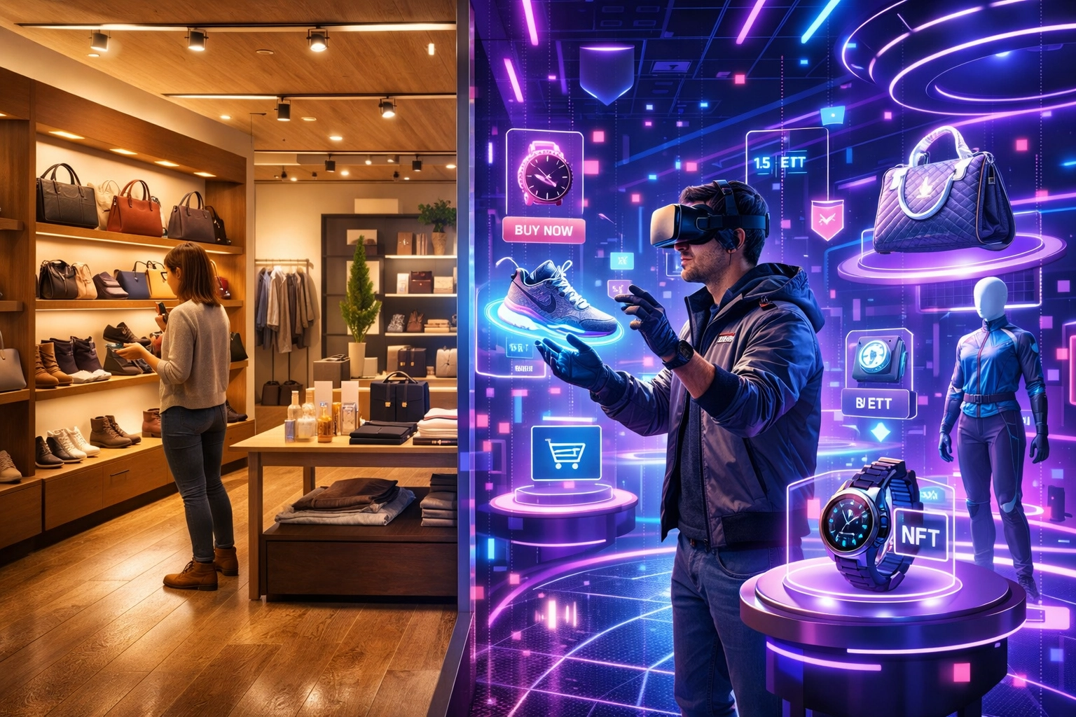 Physical retail store merging with metaverse virtual shopping environment using crypto payments