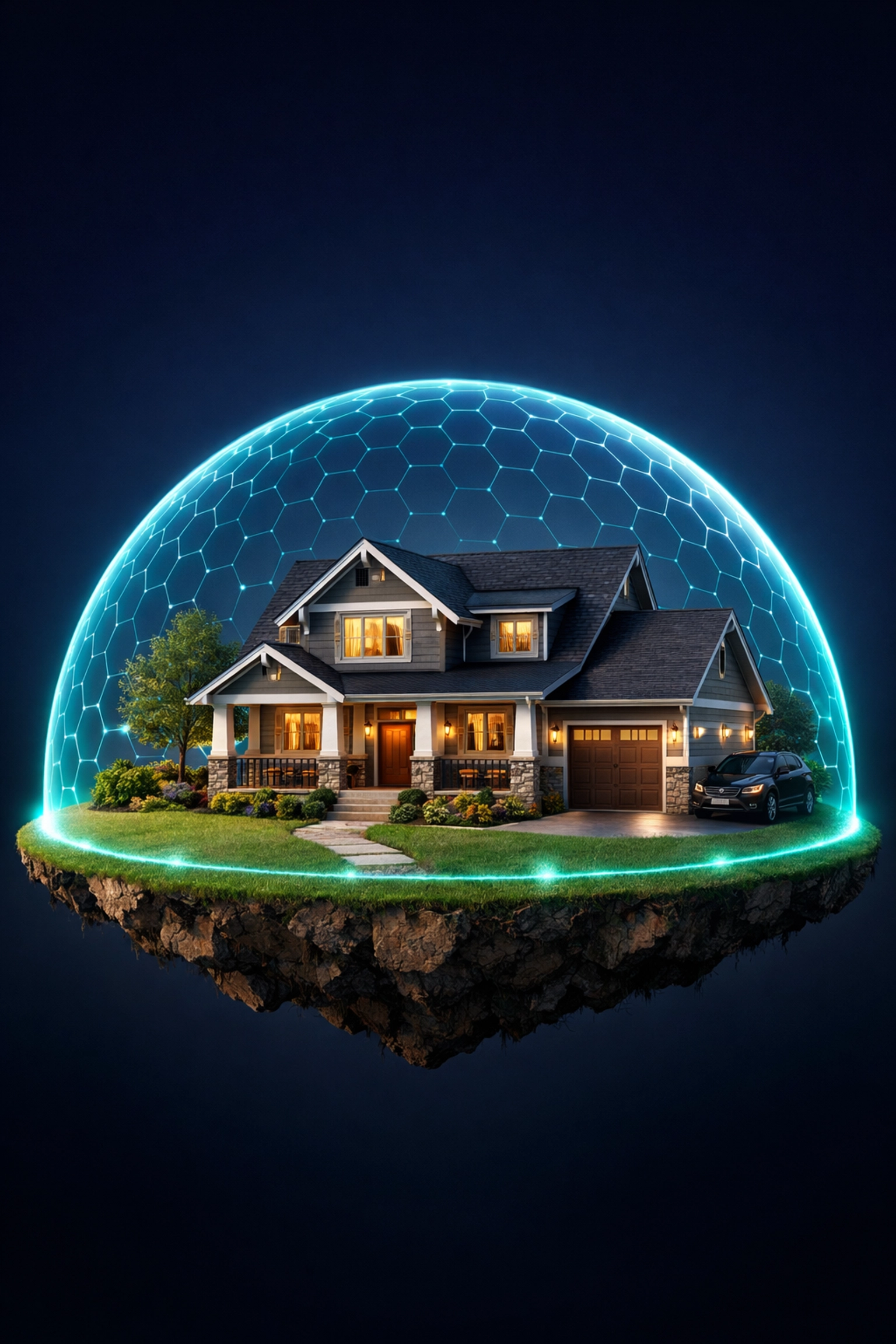 Modern Atlanta rental home protected by a digital shield representing secure property management screening.