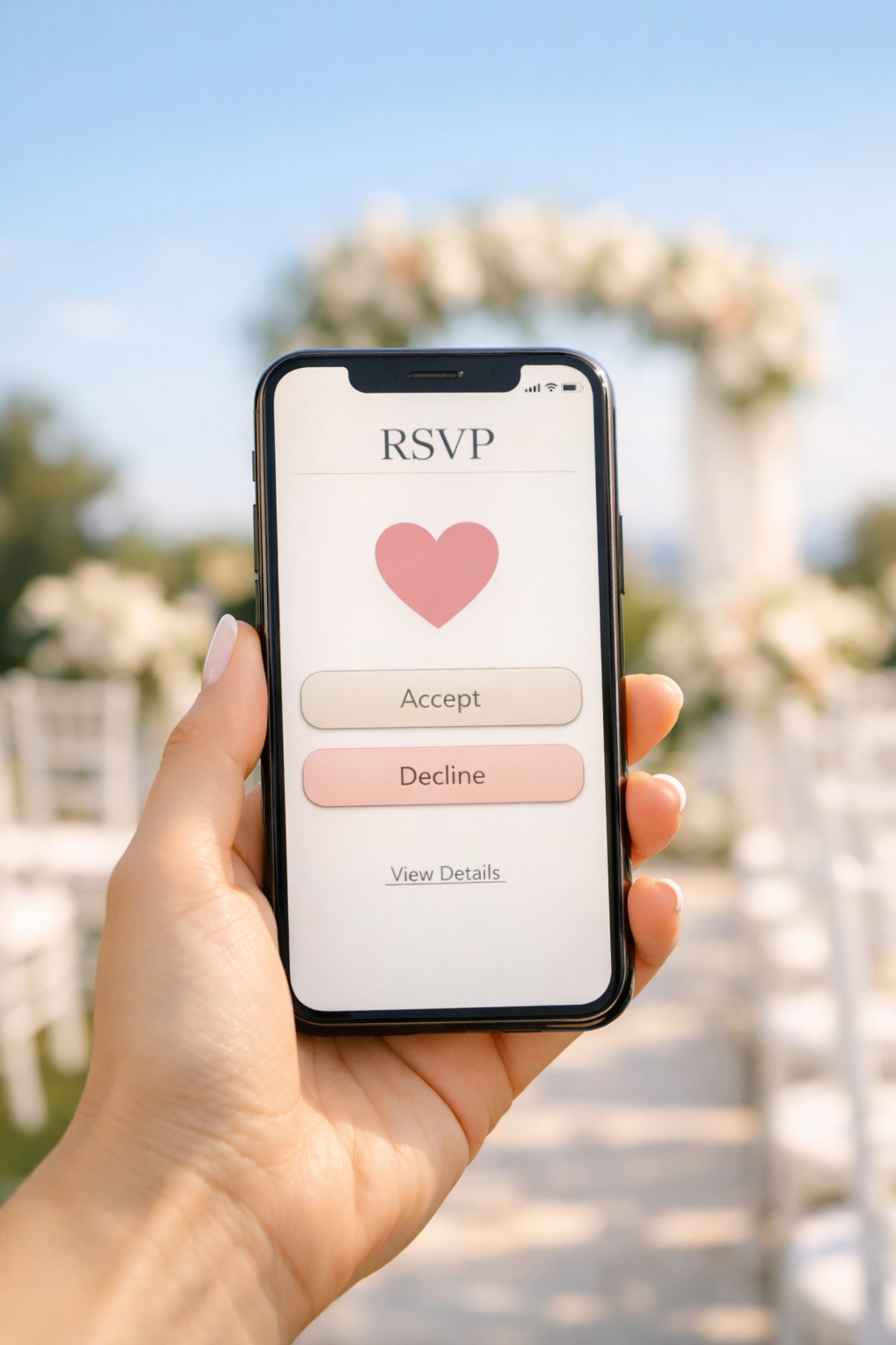 Using a smartphone for digital wedding RSVPs to fund a celebration in real-time.