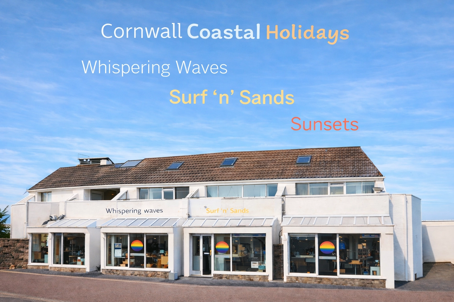 Three adjoining beachfront apartment balconies overlooking Porthtowan beach in Cornwall