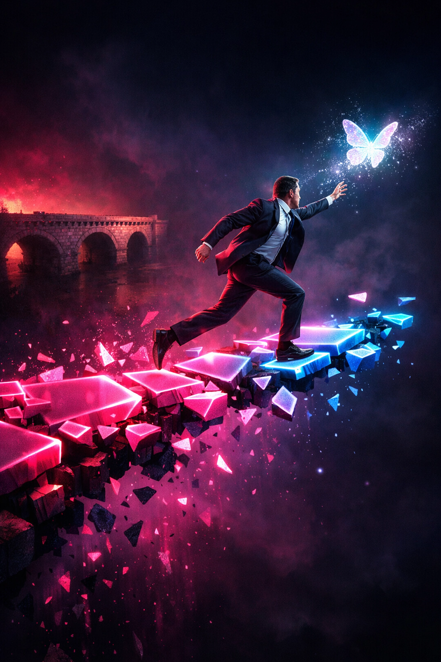 7 mistakes Professional chasing a digital trend while ignoring a solid bridge representing long-term brand strategy.