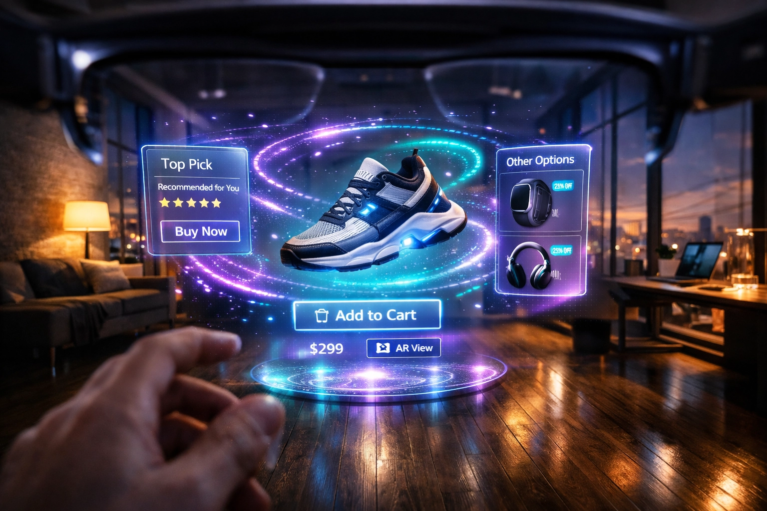 AI-powered metaverse shopping using AR glasses for instant Web3 cryptocurrency payments.