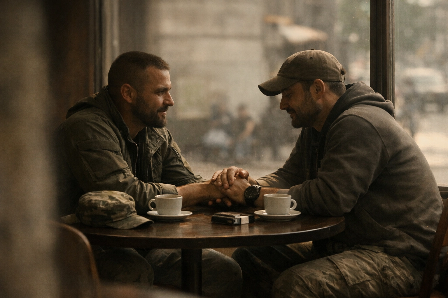 Secret military romance - soldiers in civilian clothes during off-duty moment together