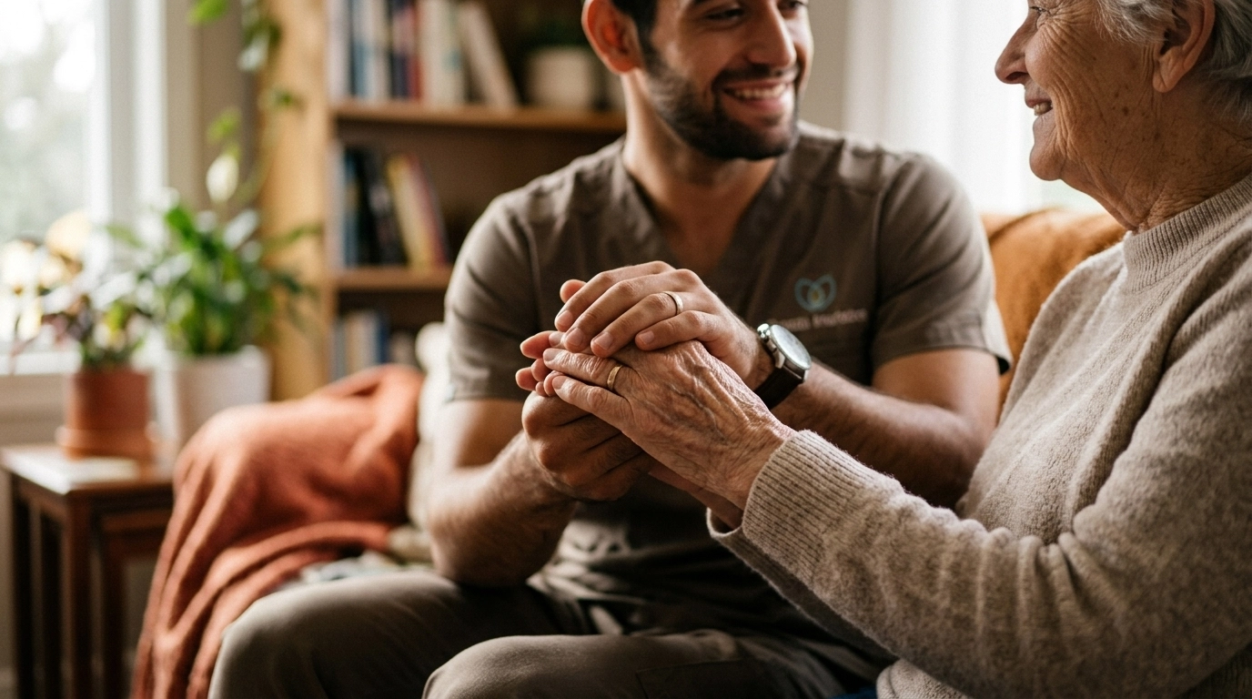 Two hands held together, symbolizing trust and connection