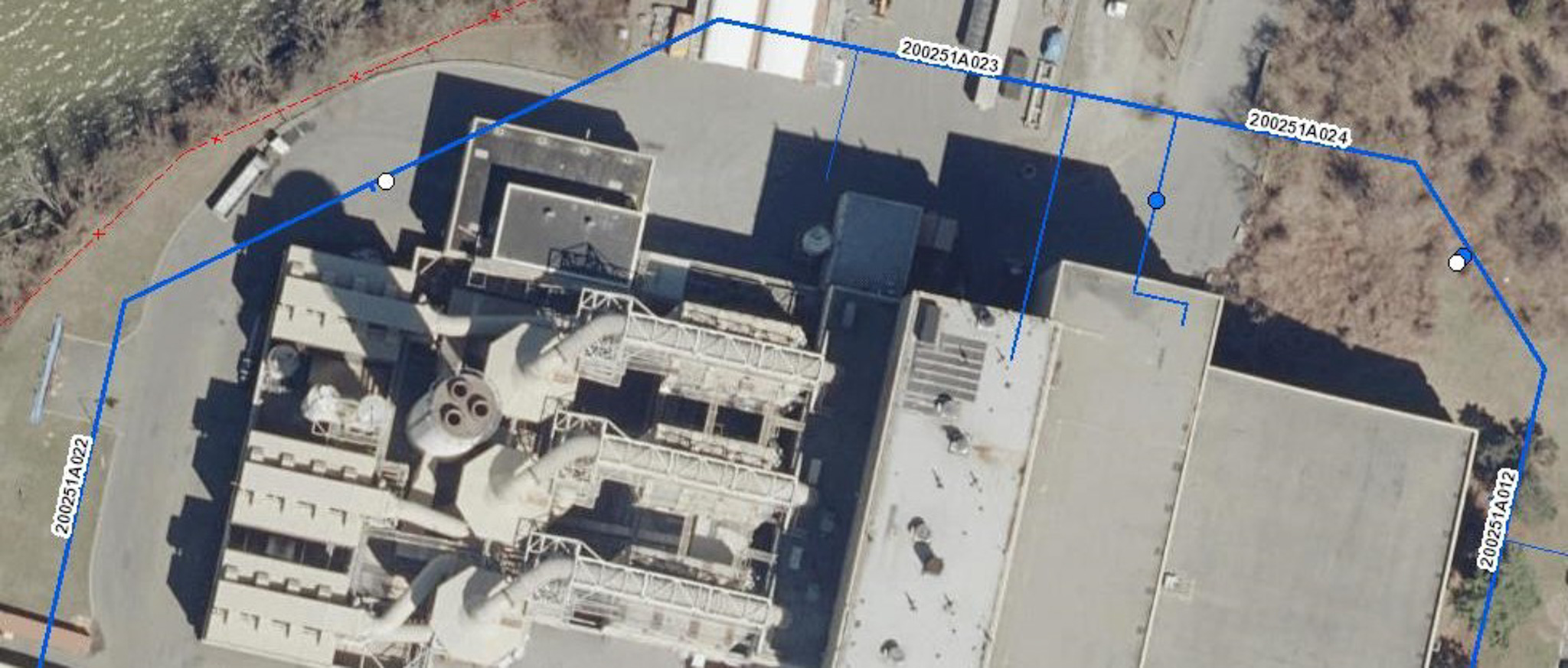 Aerial view of industrial facility