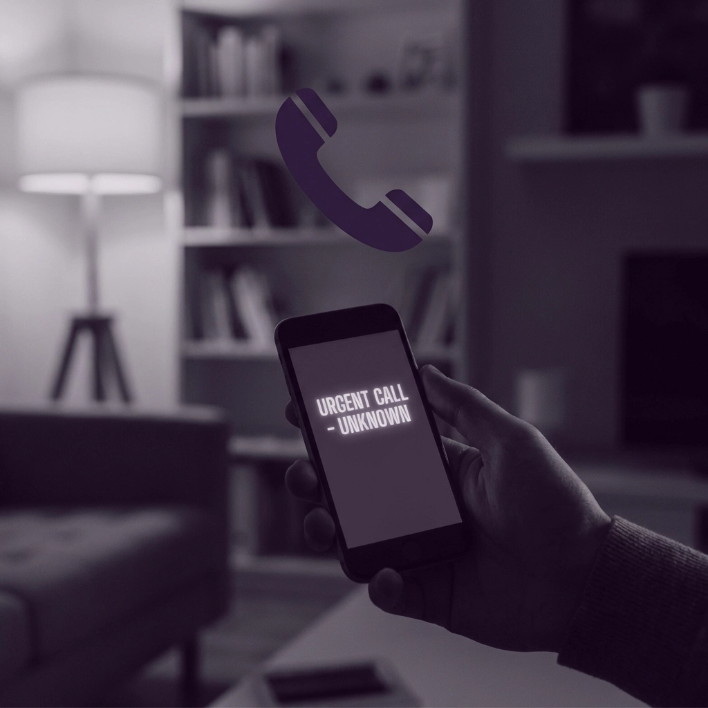 Hand holding smartphone making urgent call to Tampa bail bondsman at night