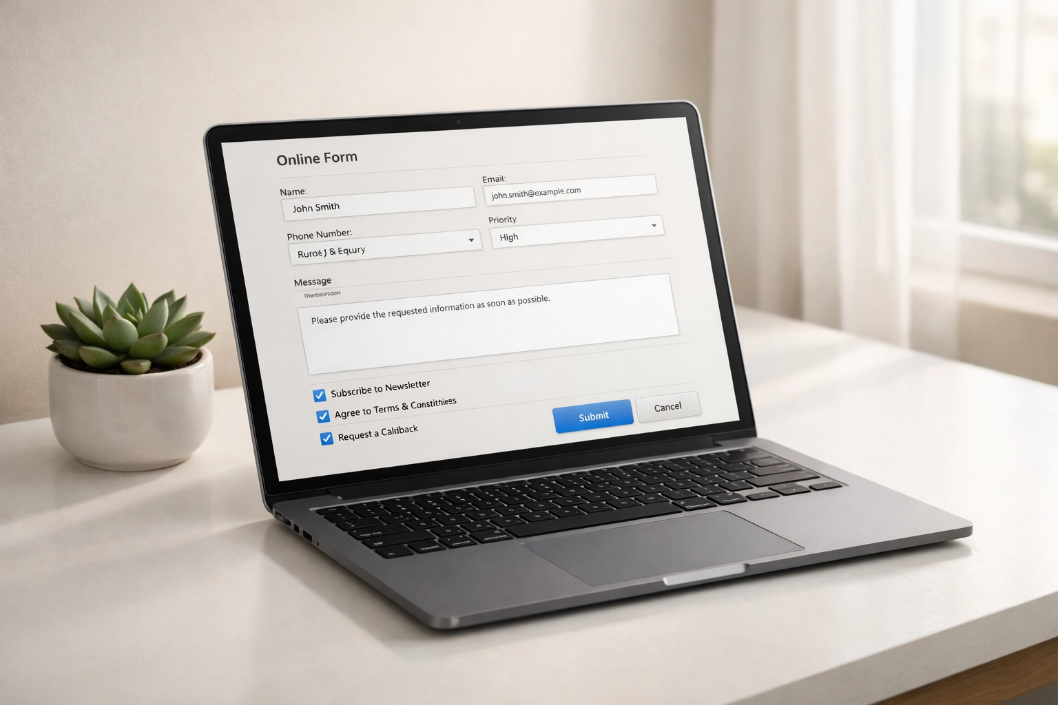 Digital client intake form displayed on laptop for automated ERO tax preparation workflow