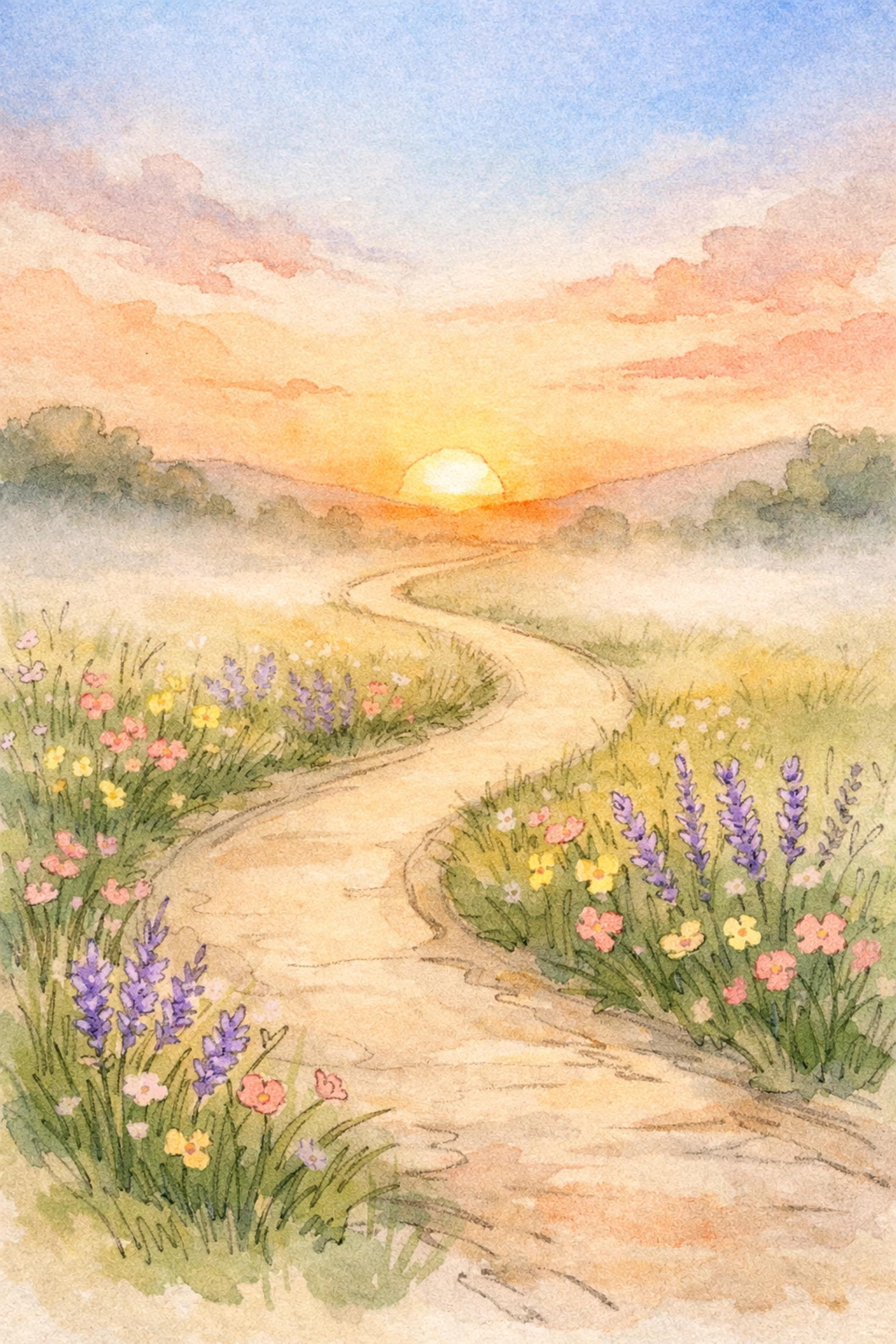 Peaceful path at sunrise symbolizing God's strength guiding your daily journey