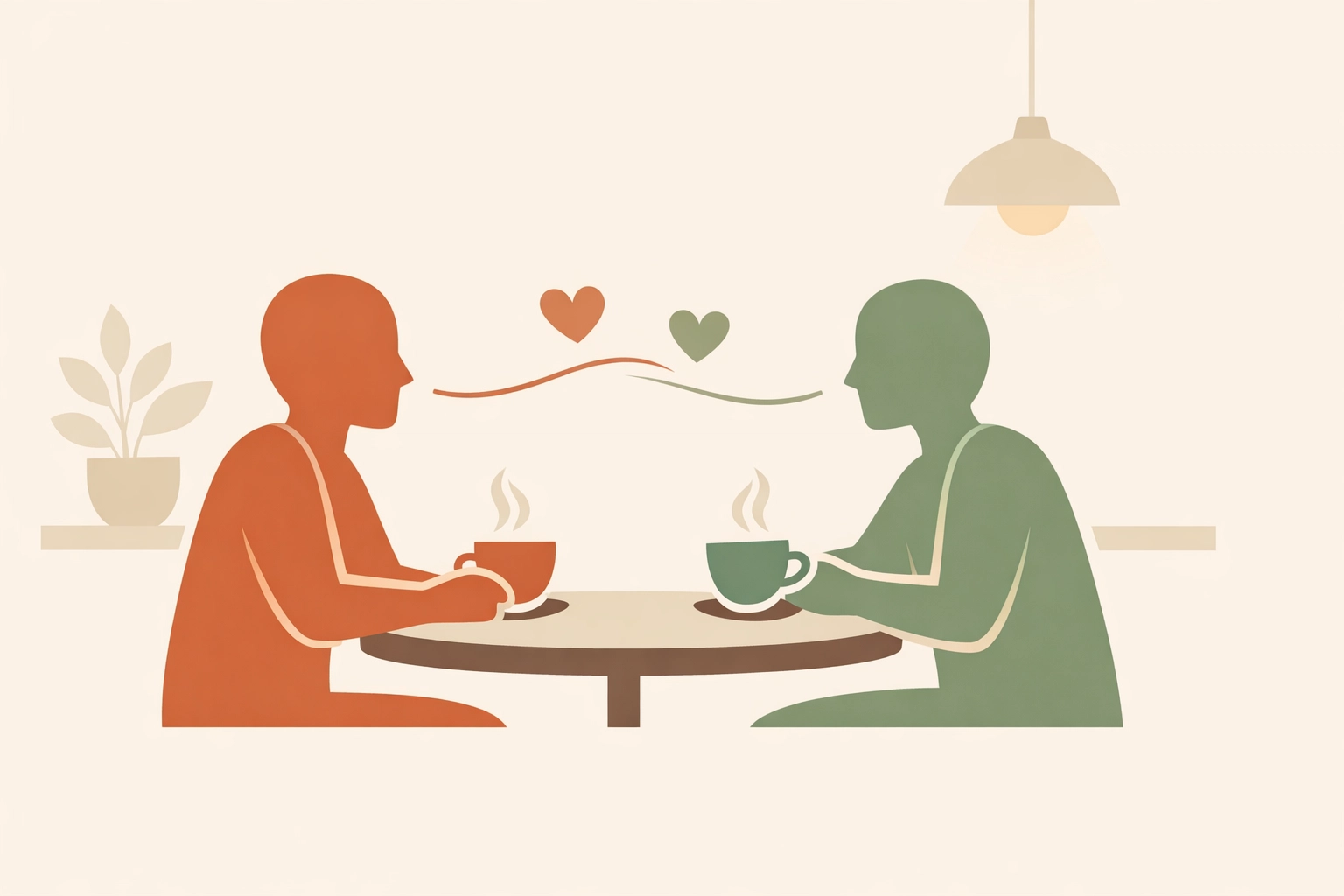 Two people having coffee in authentic conversation building genuine church community relationships