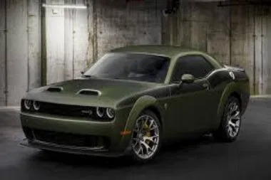 Aggressive Dodge Challenger in Garage