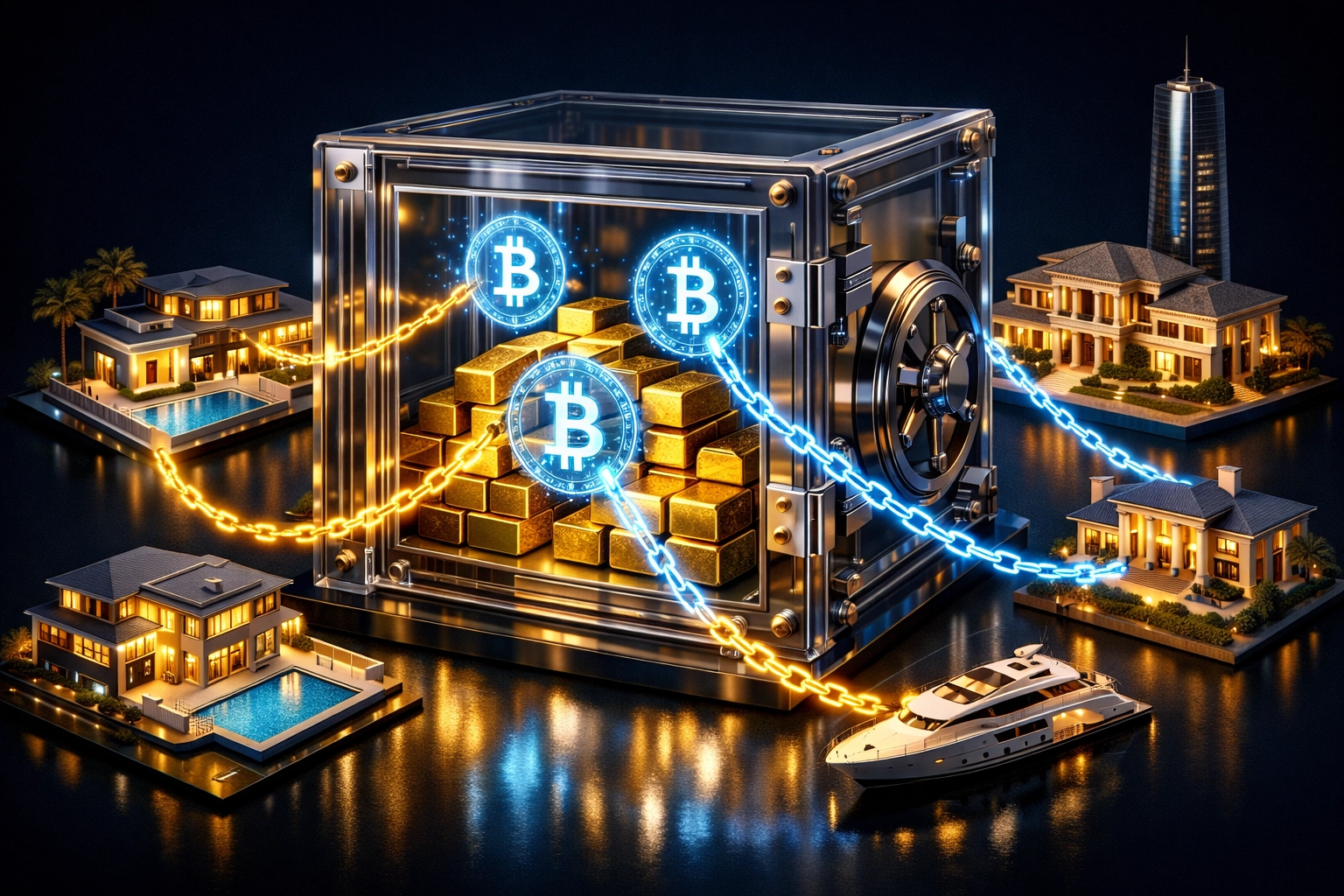 Diversified portfolio combining cryptocurrency and real estate for wealth preservation