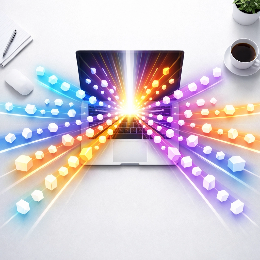 Workflow diagram showing distribution of authority content across multiple AI marketing channels.