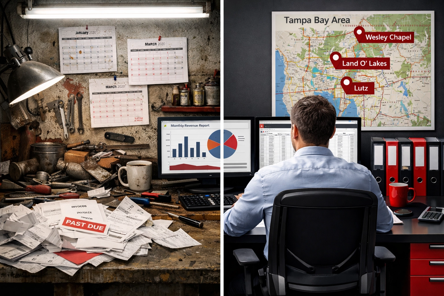 Comparison of disorganized versus professional business management for Tampa Bay trades companies