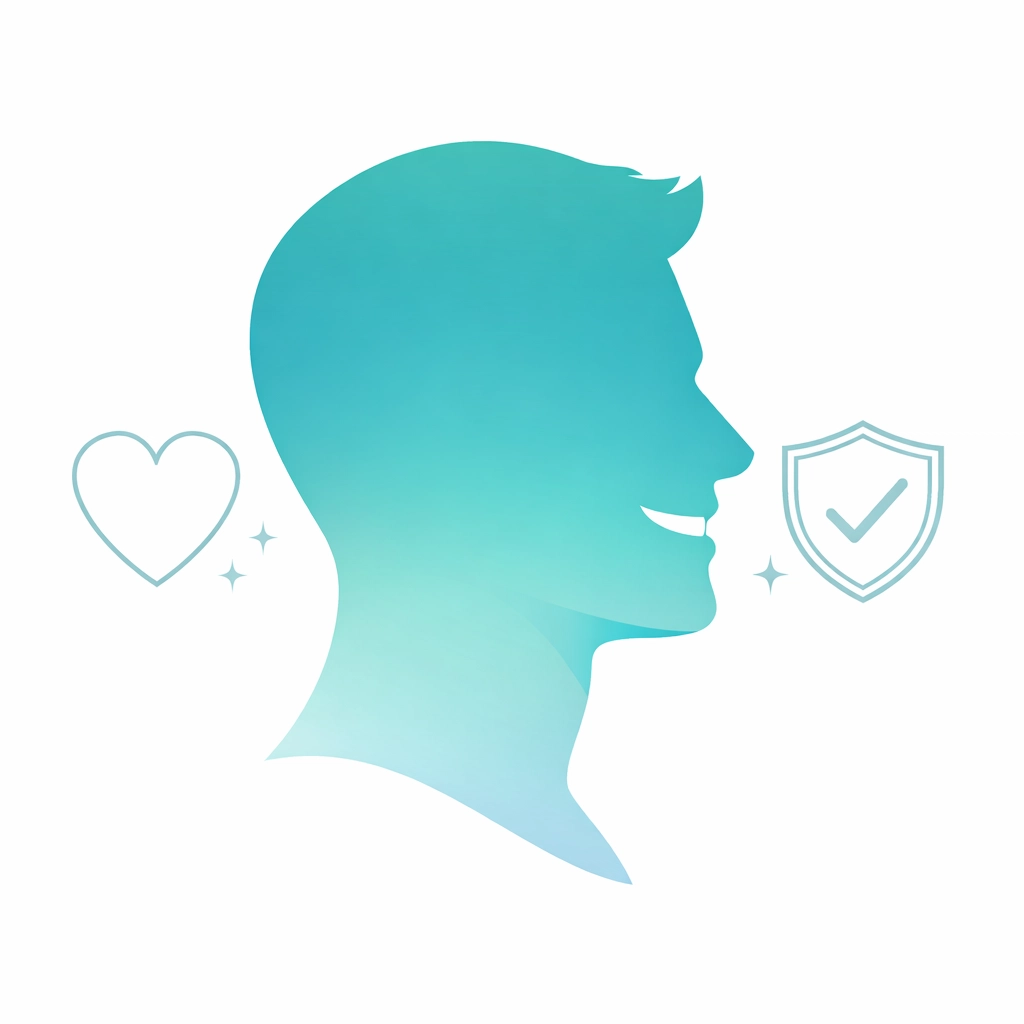 Smiling silhouette representing the confidence and health gained through professional dental implants.