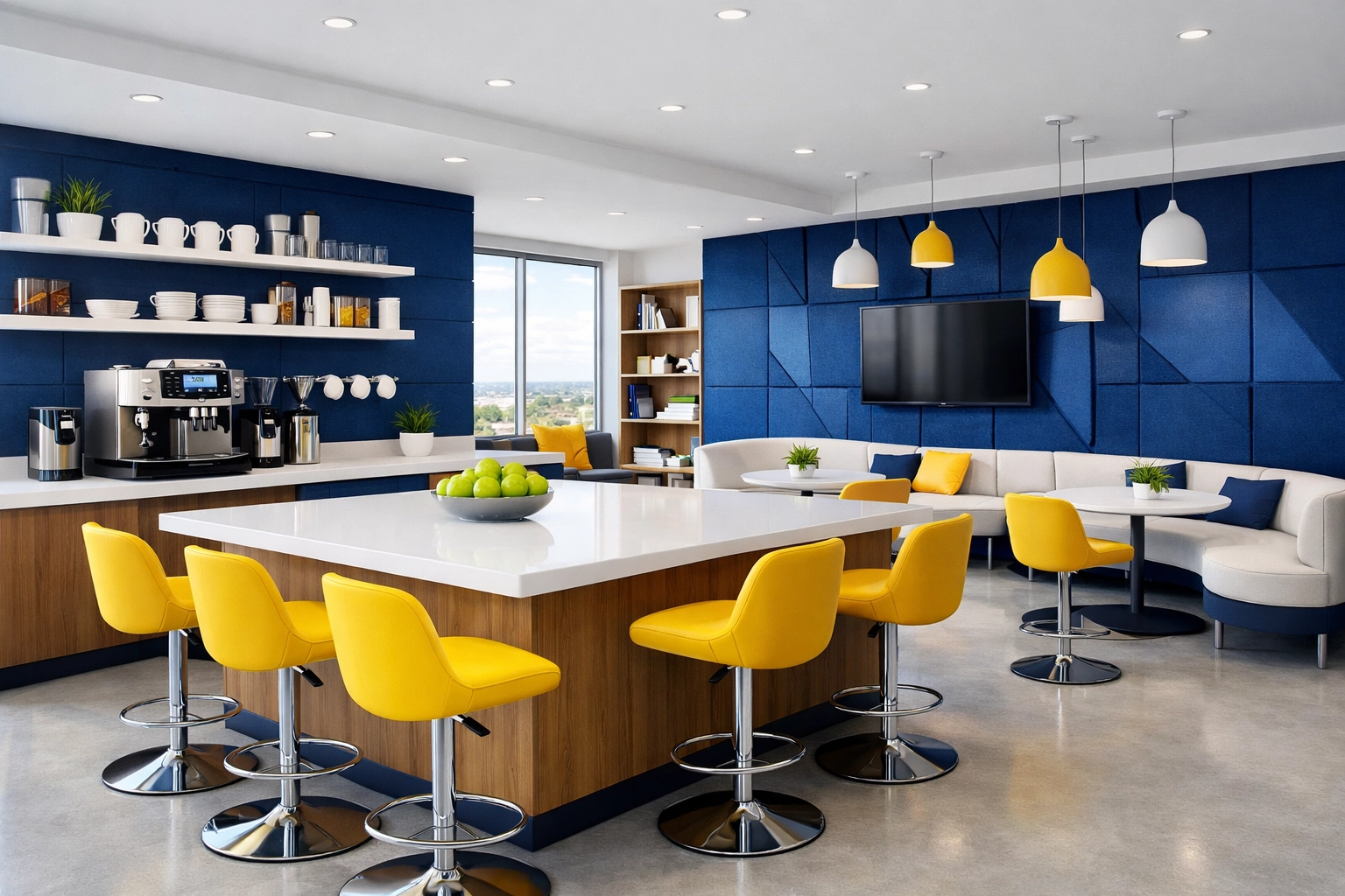 Deep cleaned corporate breakroom in Framingham featuring sanitized countertops and organized common areas.