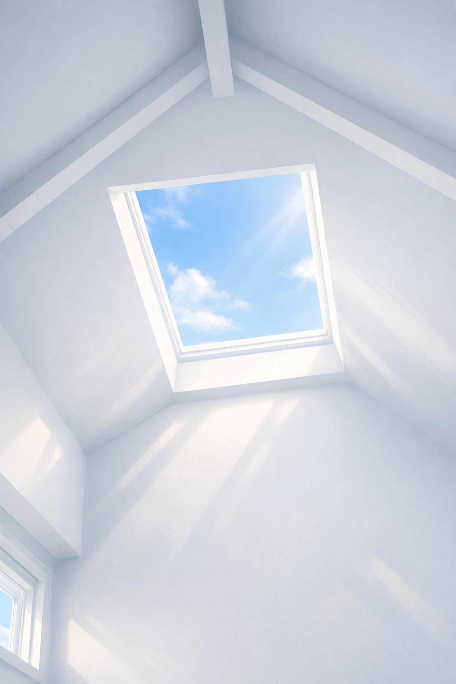 Interior view of a dry, well-maintained home with a skylight, serviced by roofing Sydney experts.