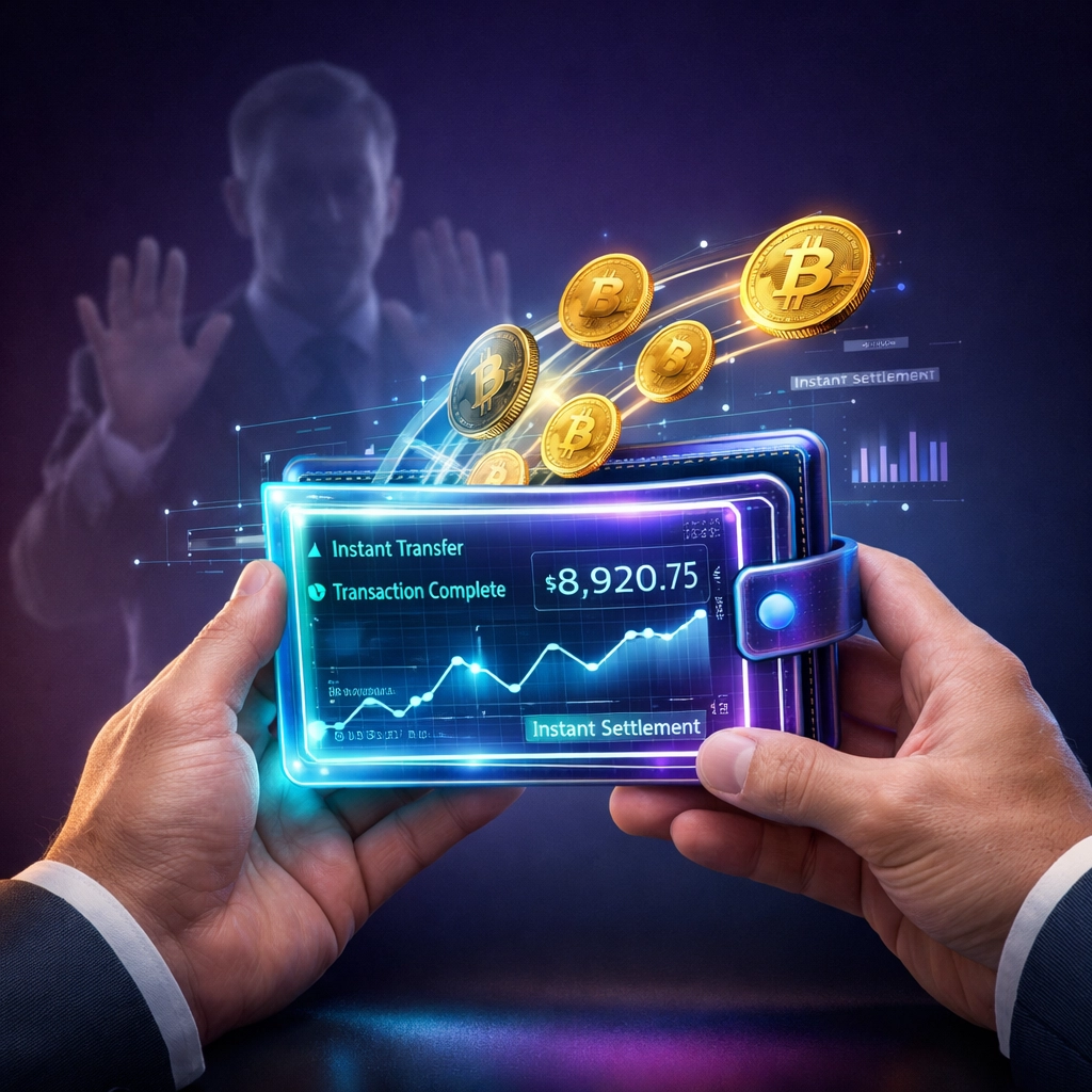 Self-custody crypto wallet receiving direct payments without intermediary processors or delays