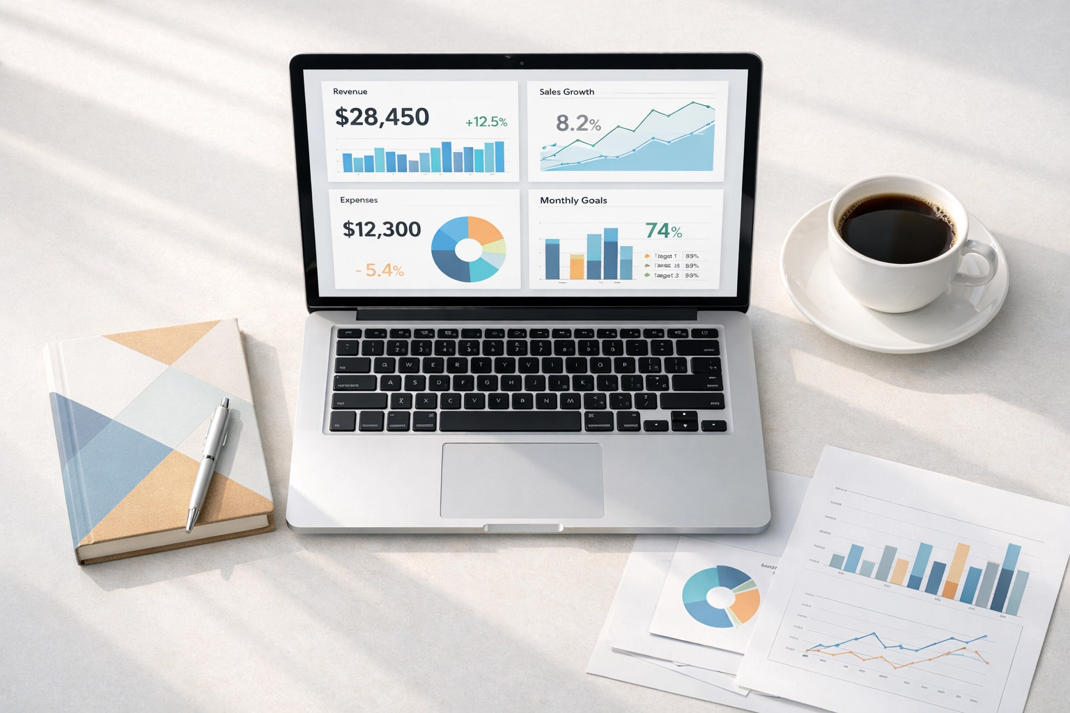 Treatment center financial dashboard displaying key performance metrics