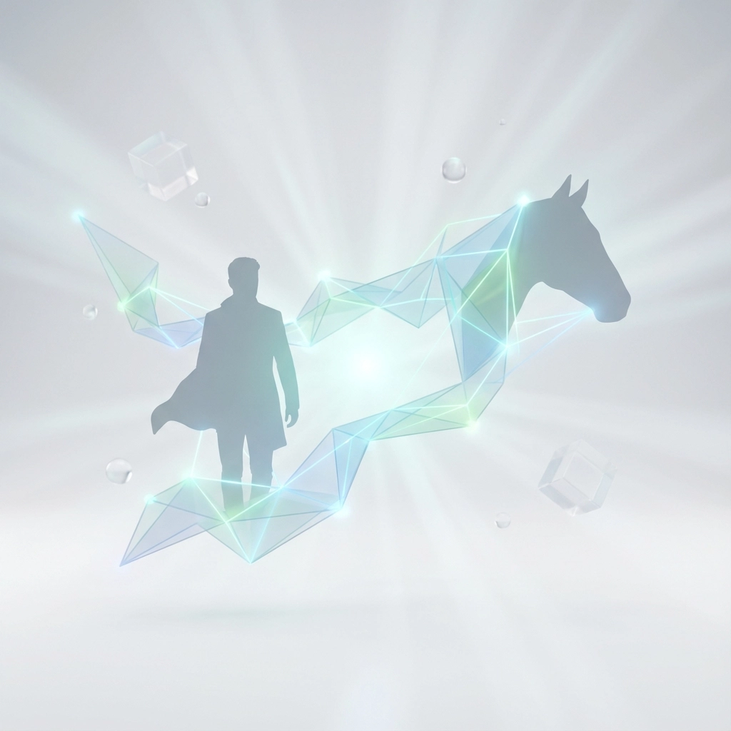 Therapist and client leading a horse during equine therapy as outcomes are tracked over time