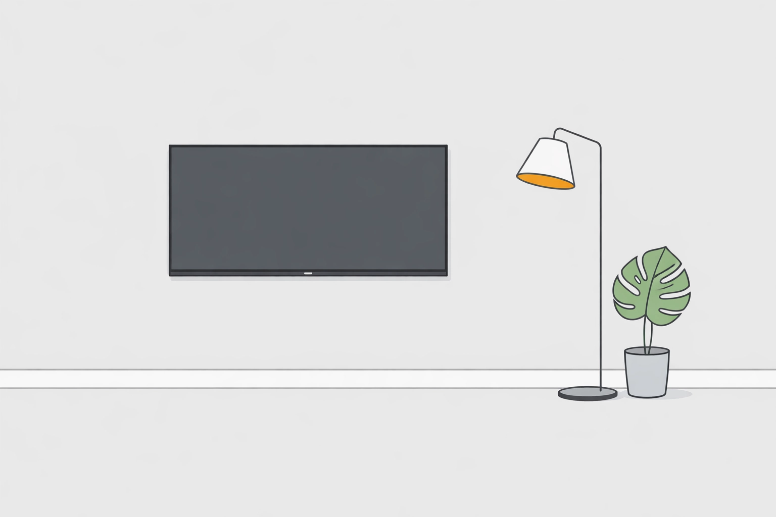 A perfectly mounted flat-screen TV in a modern West End Vancouver condo living room.