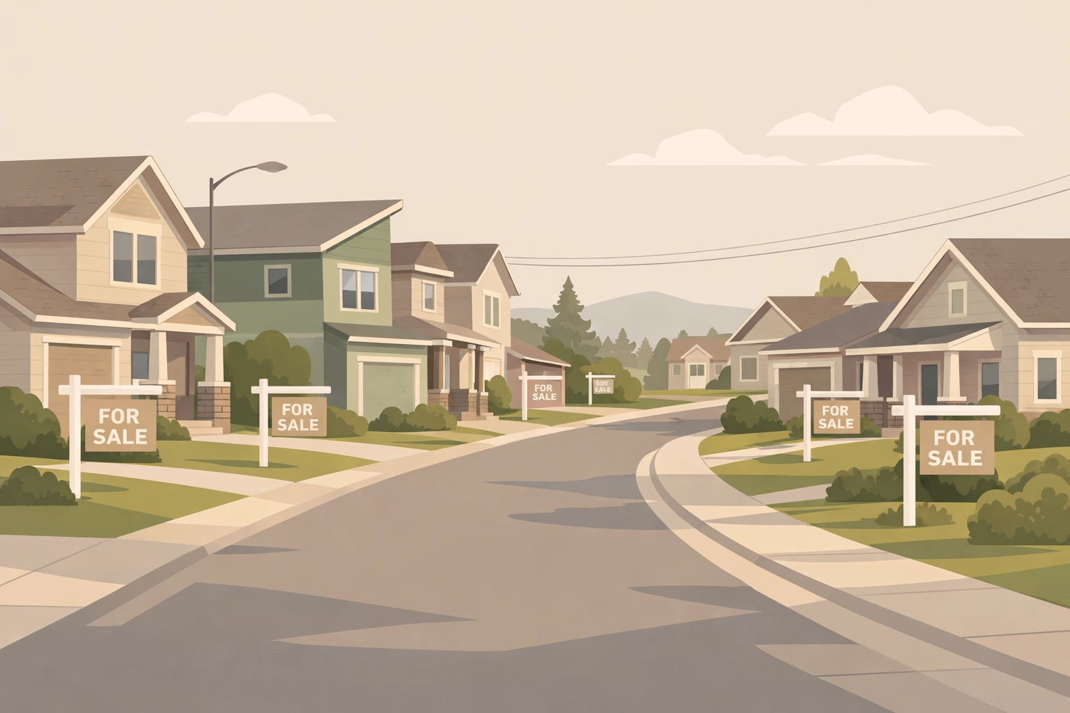 Multiple Spokane homes for sale in suburban neighborhood showing increased inventory