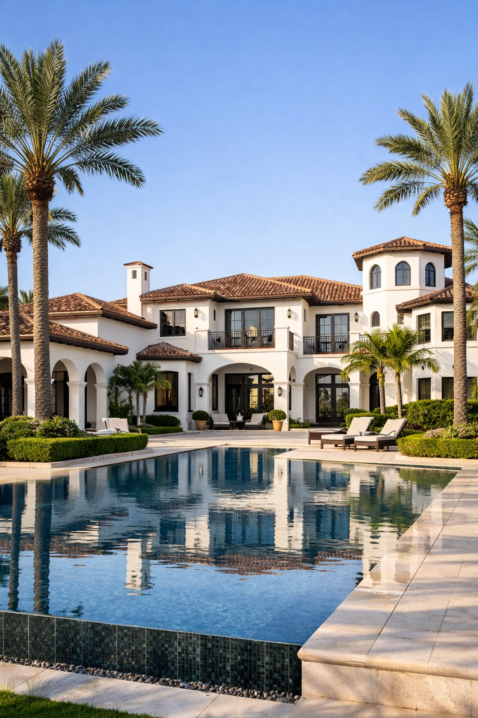 Luxury Mediterranean estate with an infinity pool in a Boca Raton gated community.