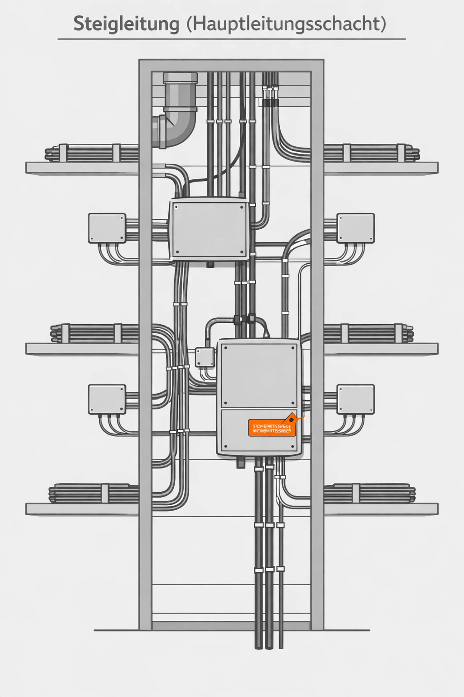 Querschnitt einer Steigleitung im Zinshaus zur Vorbereitung des E-Befunds in Wien.