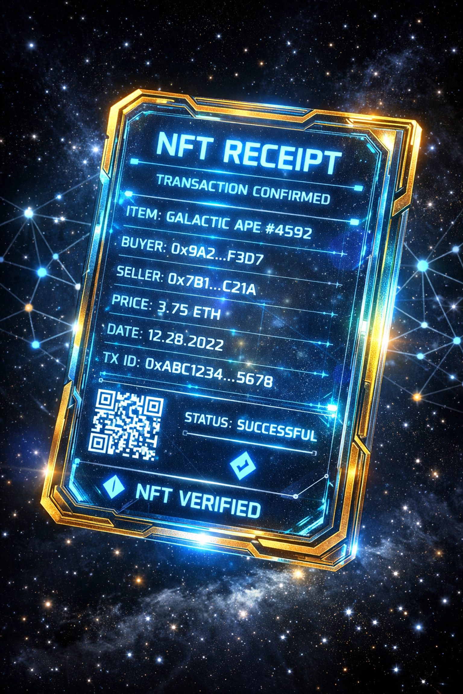 NFT receipt on blockchain showing Web3 transaction verification and immutable proof of payment