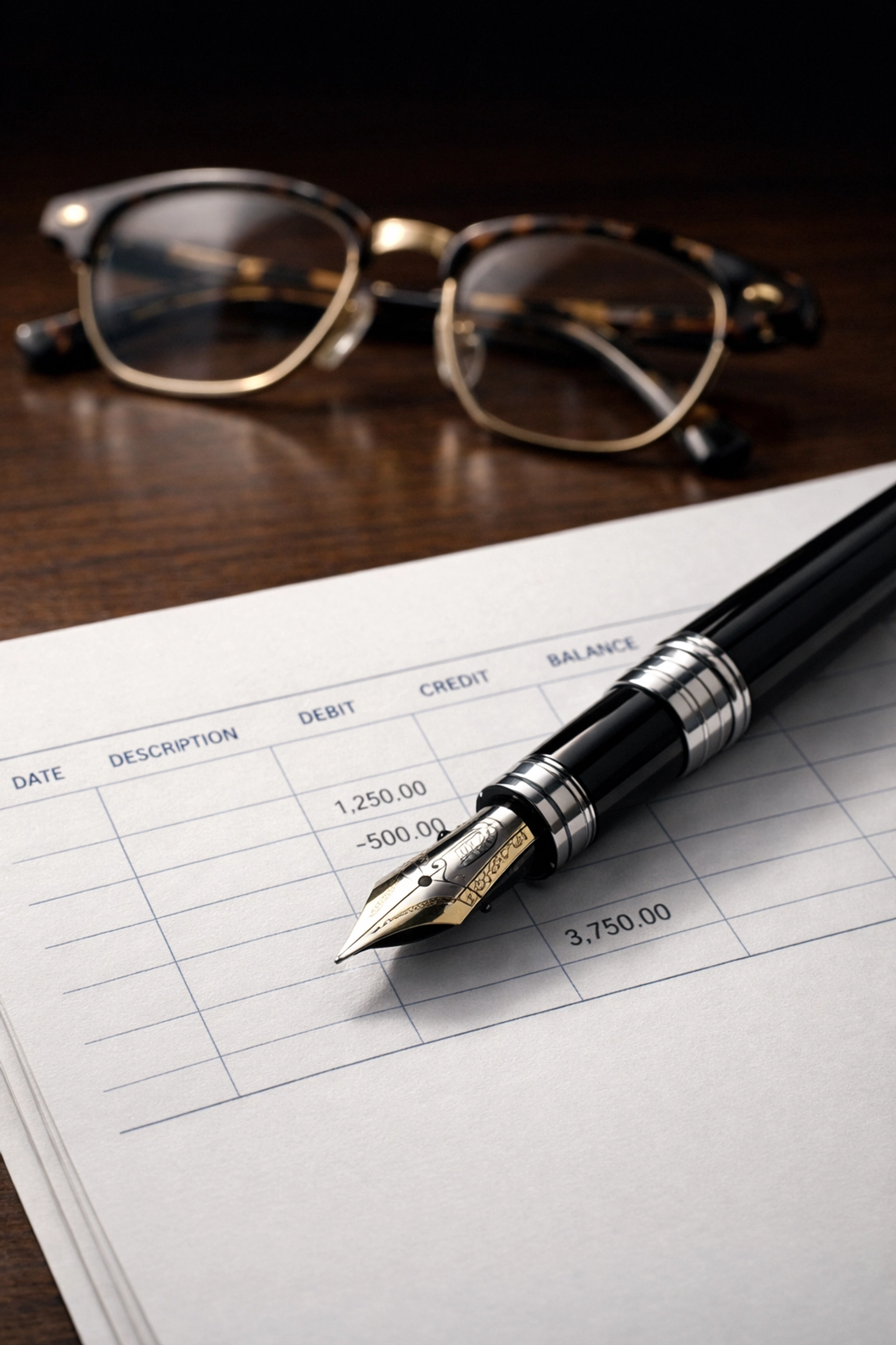 A clean financial ledger and pen highlighting transparency for an Alabama business valuation.