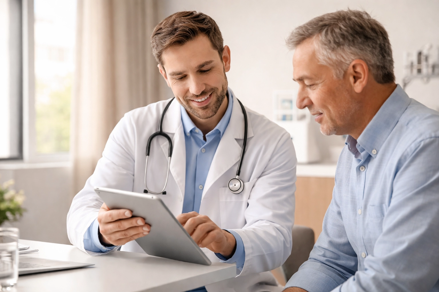Doctor reviewing diagnostic lab results with a patient, emphasizing importance of ongoing medical evaluation in preventive care.
