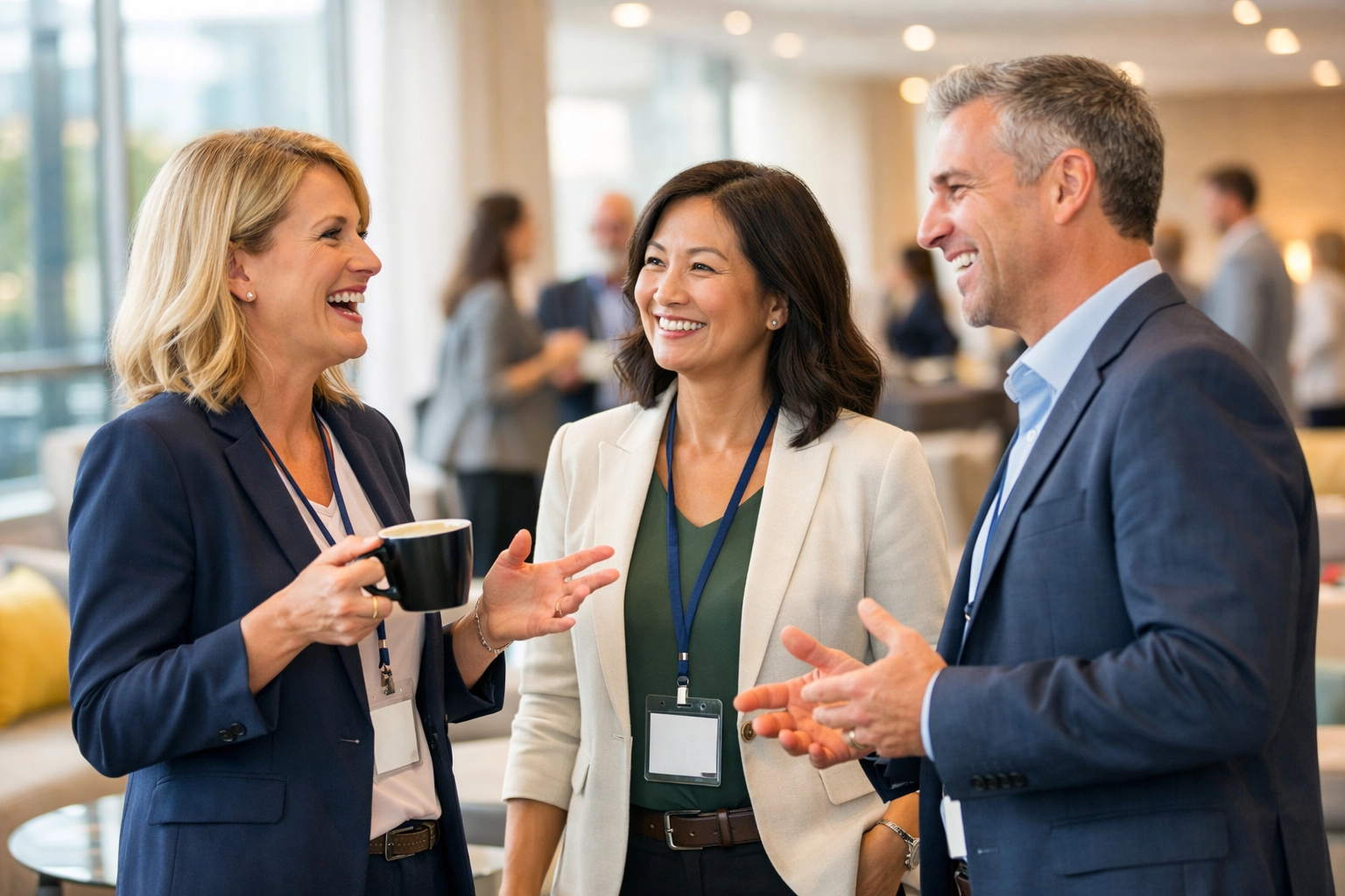 Business professionals networking at corporate housing industry conference