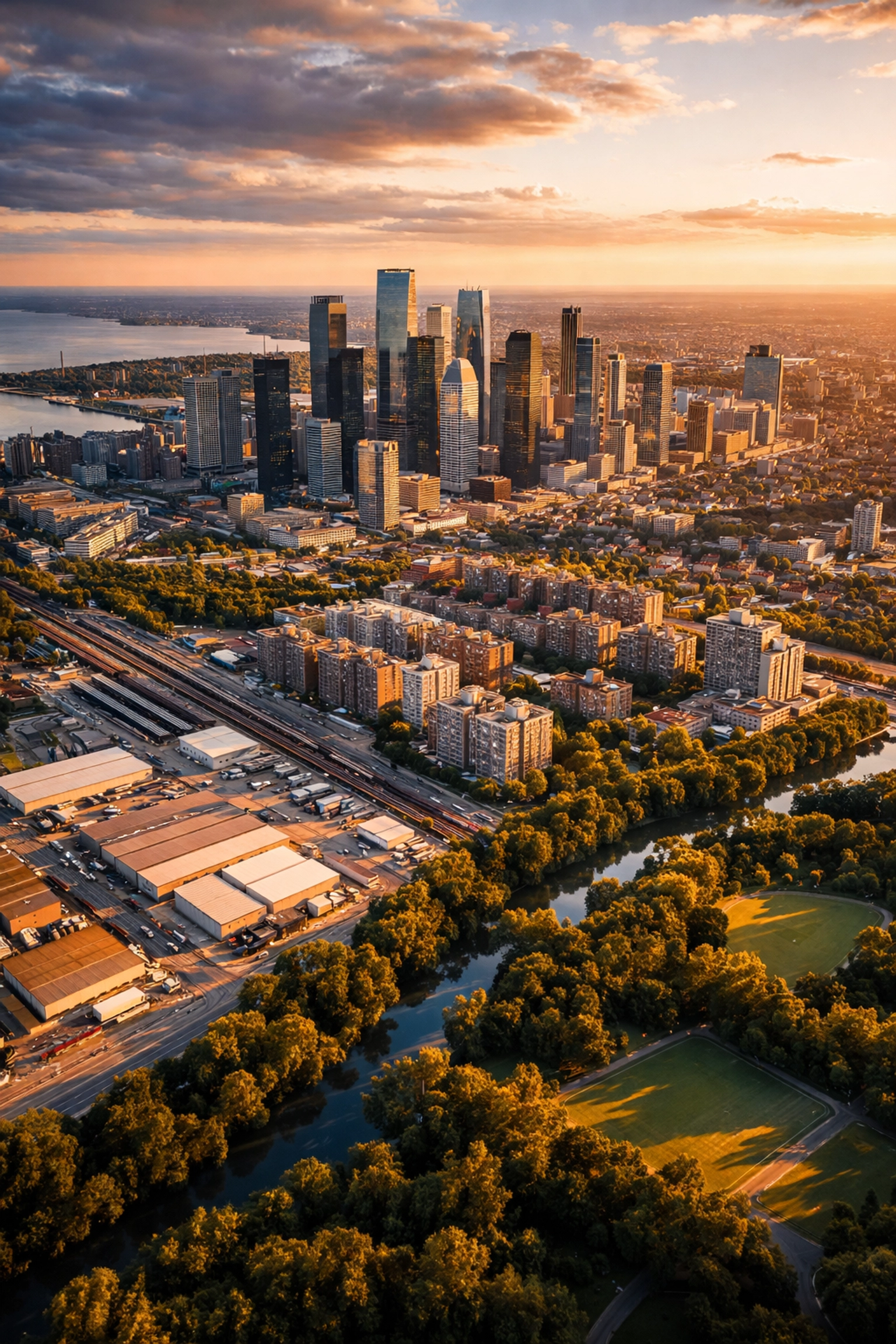Aerial view of diverse real estate assets and infrastructure showcasing alternative investment options