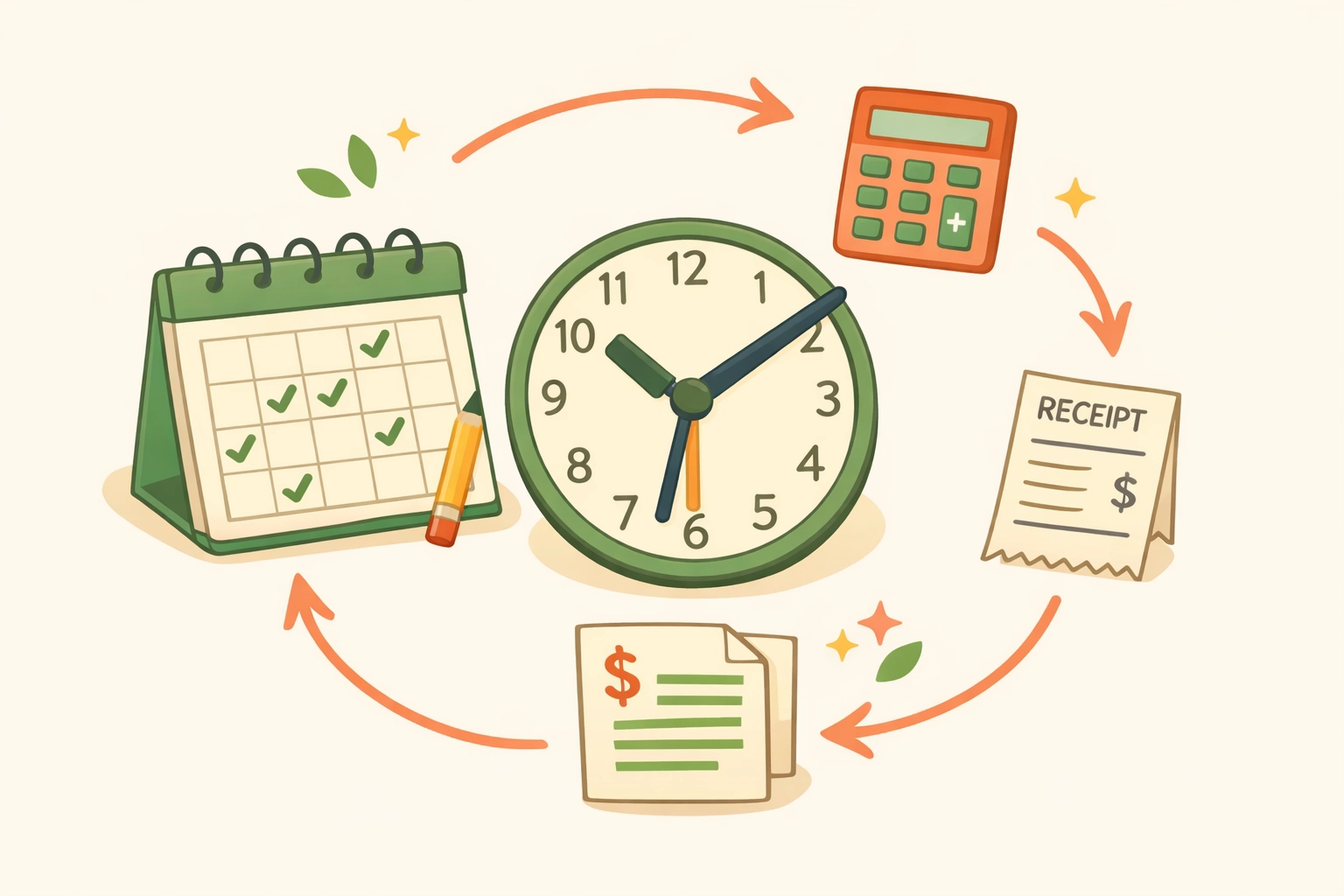 Calendar showing monthly bookkeeping tasks and tax preparation schedule for small business