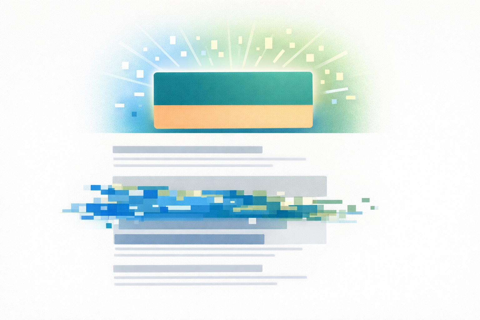 Minimalist search interface with an AI Overview block pushing down traditional website links.