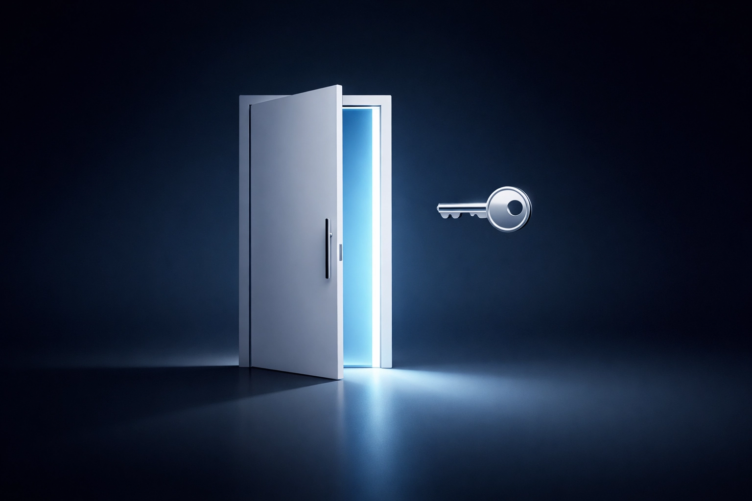 A glowing open door and key symbolizing exclusive access to local real estate seller leads.