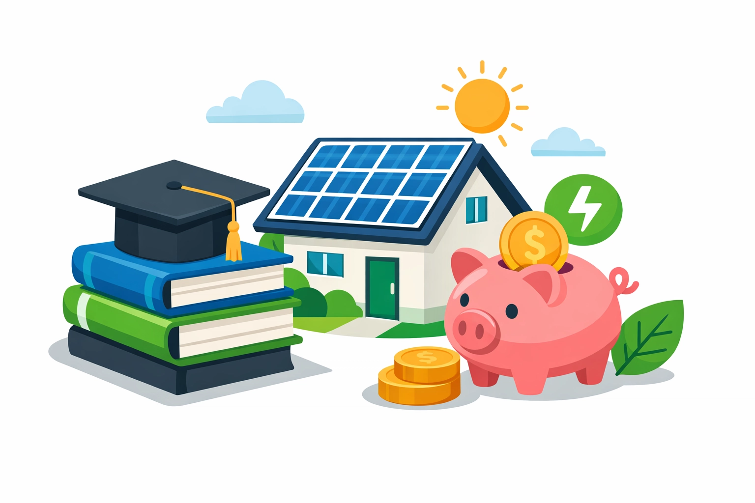 Education, solar energy, and retirement savings tax credits illustration for 2026