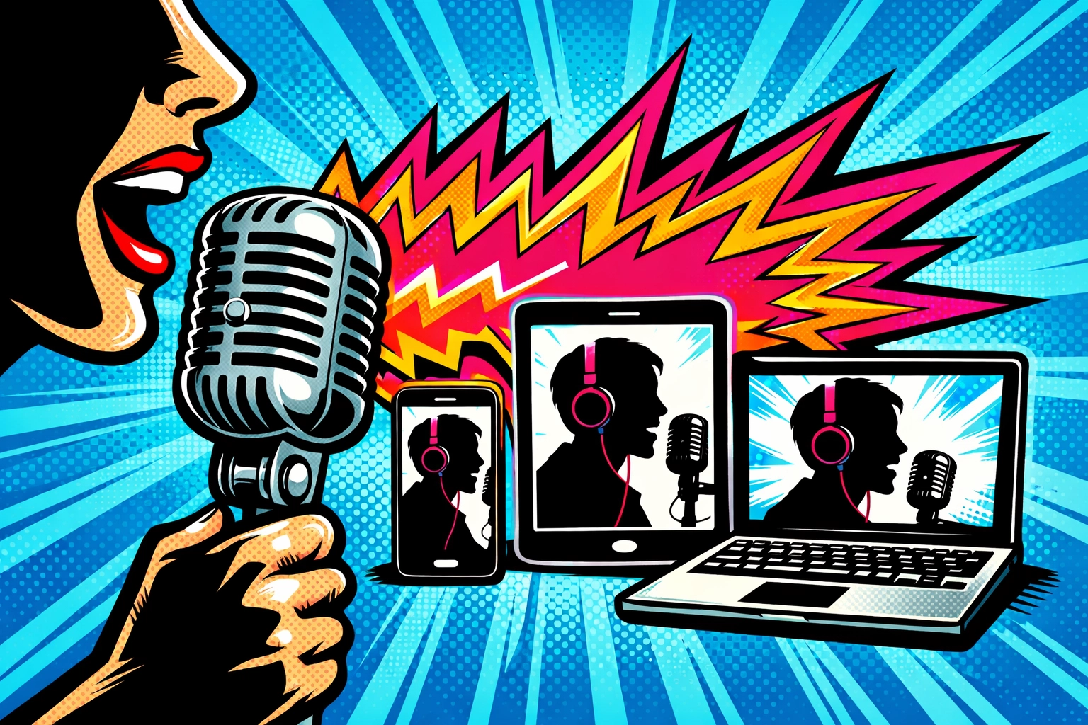 Entrepreneur scaling their brand voice across multiple devices using AI audio automation tools.