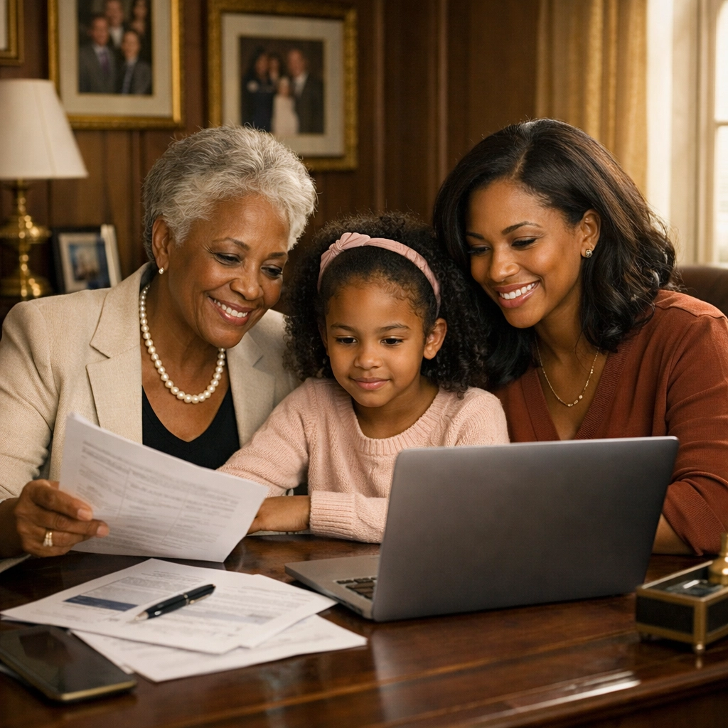 Three generations of Black family building generational wealth through business planning