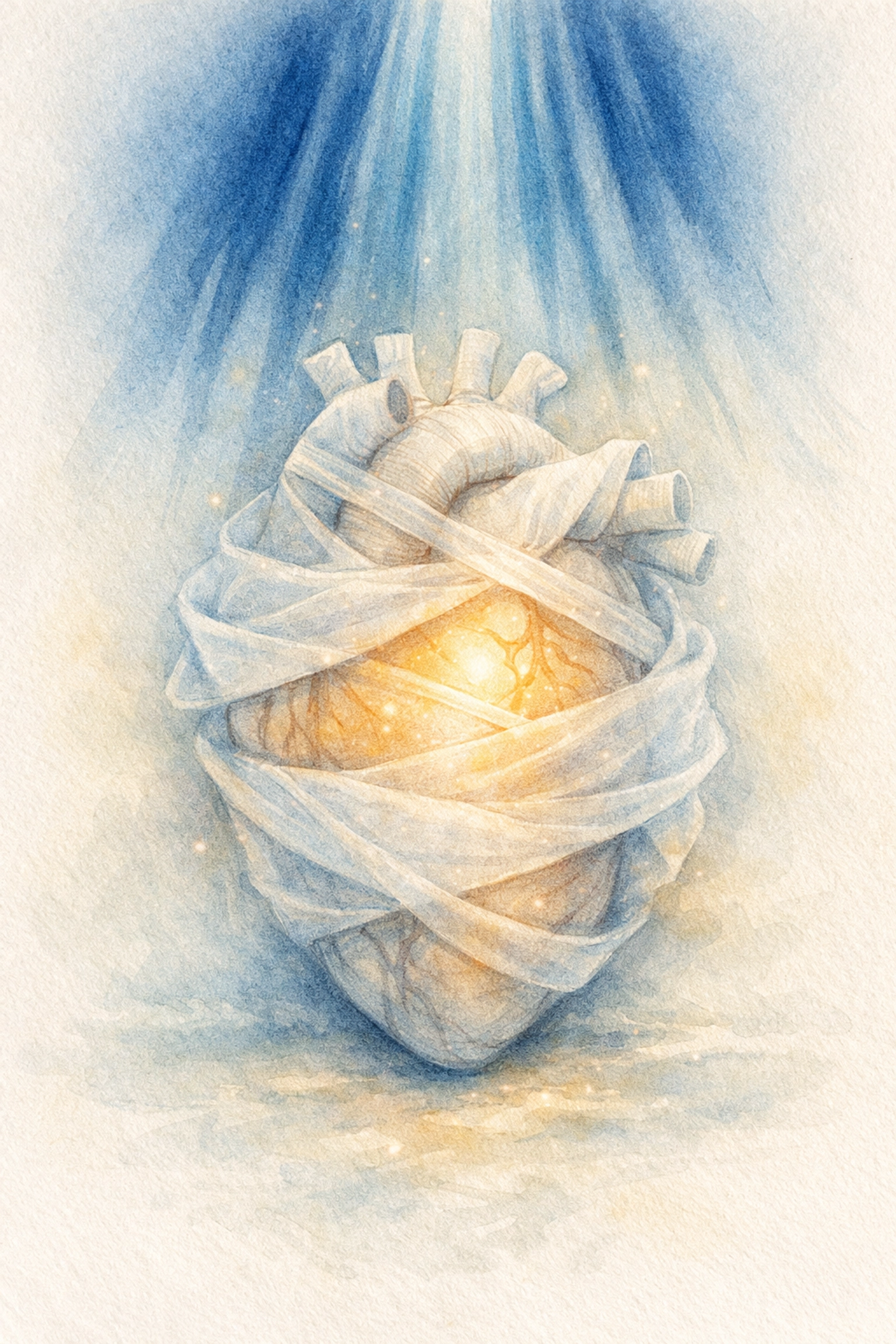 Guarded heart with protective layers and hopeful light symbolizing emotional healing