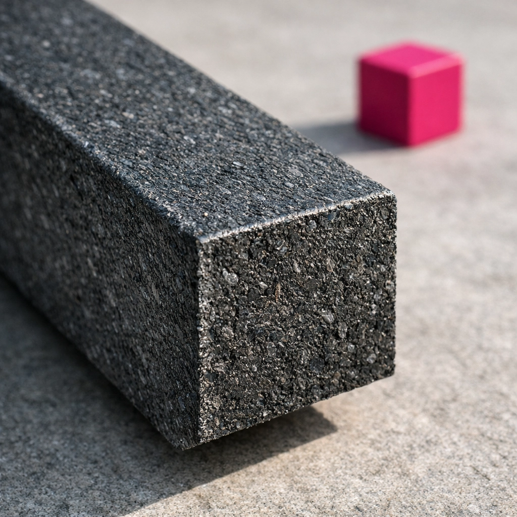 Durable recycled plastic structural beam used in high-performance circular procurement construction.