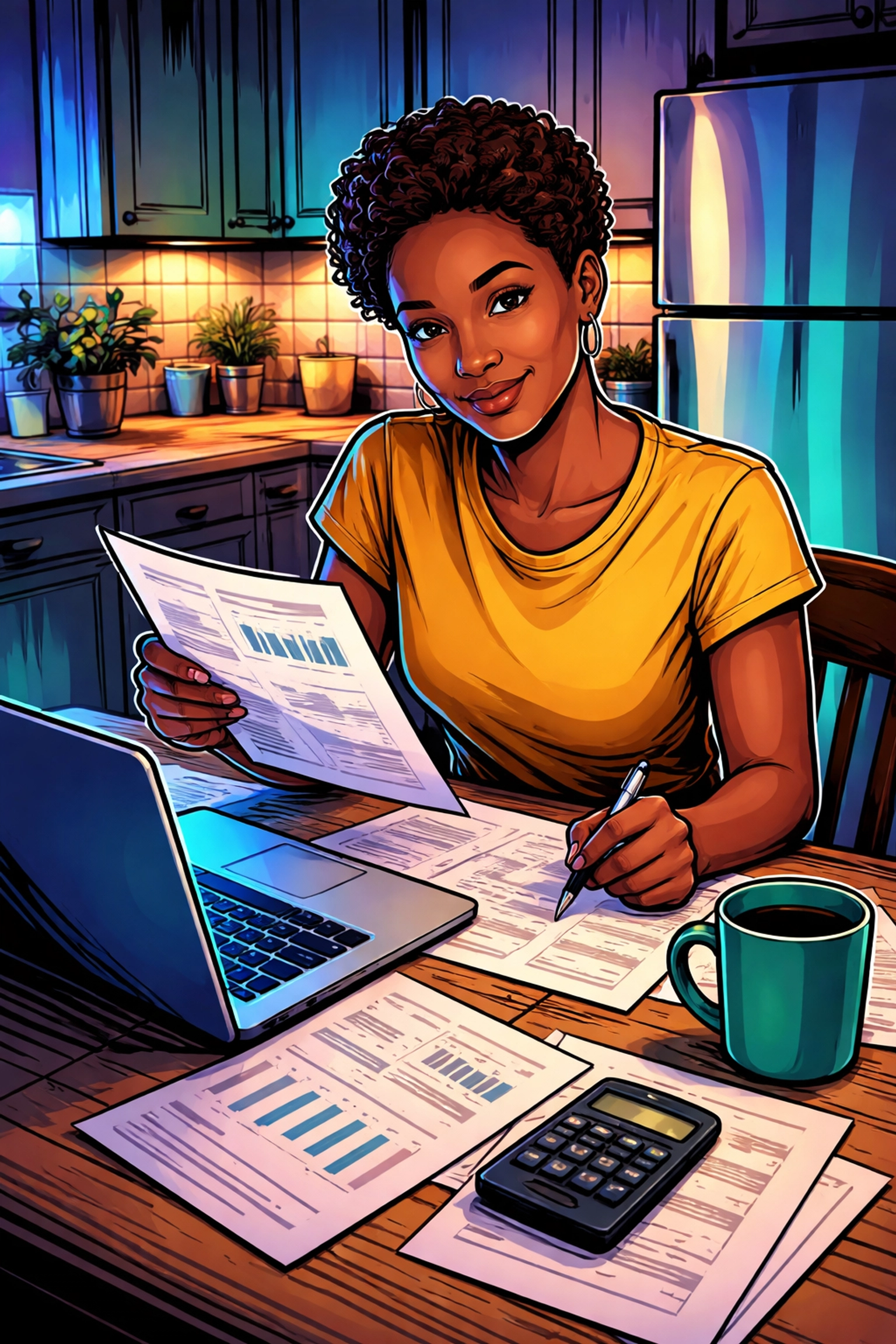 Person reviewing financial documents at home with a laptop, symbolizing steps to credit rebuilding in Arnold MO.