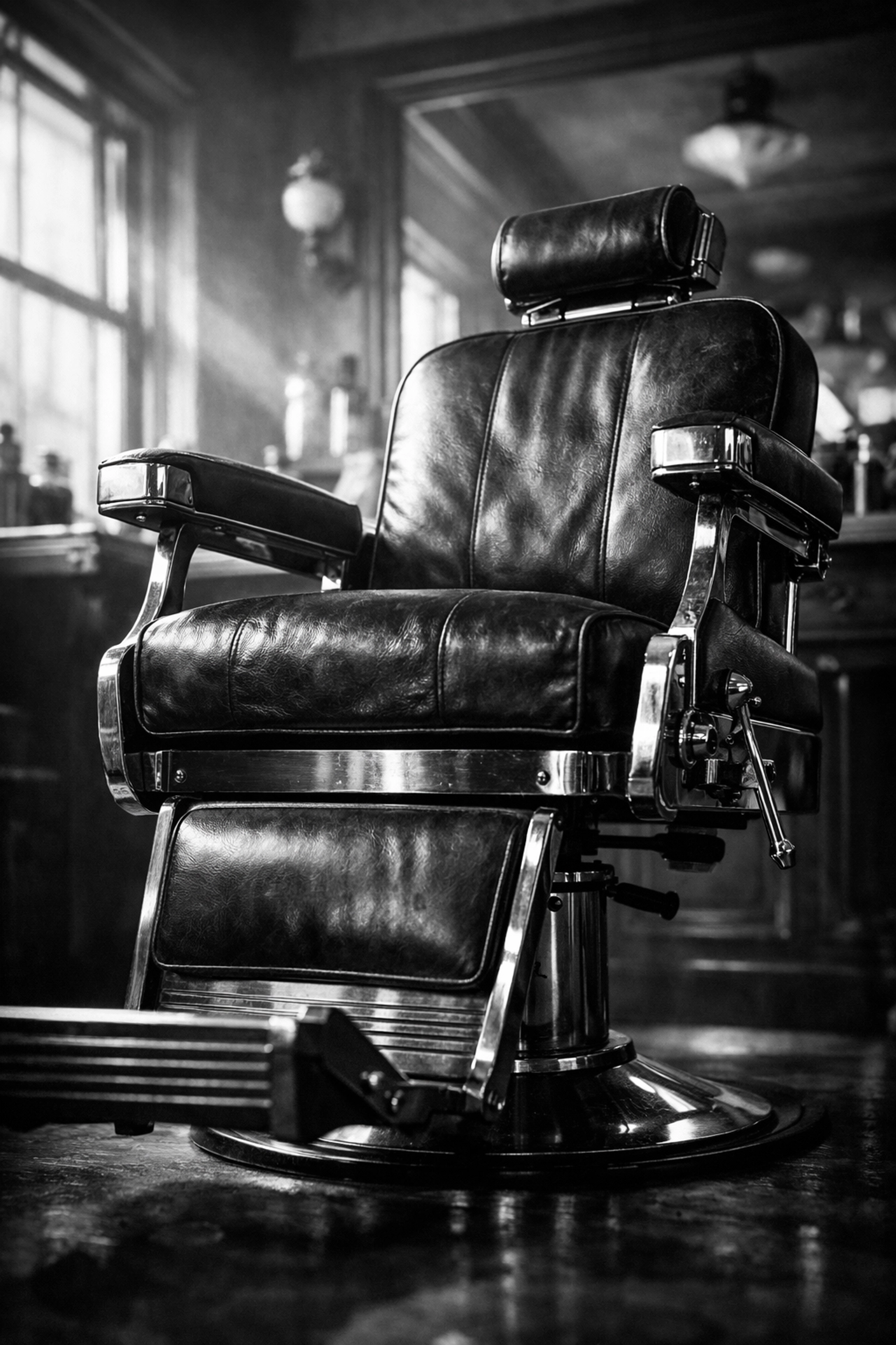 Classic vintage barber chair representing 21 years of X-Quisite Cutz barbershop legacy in Ohio