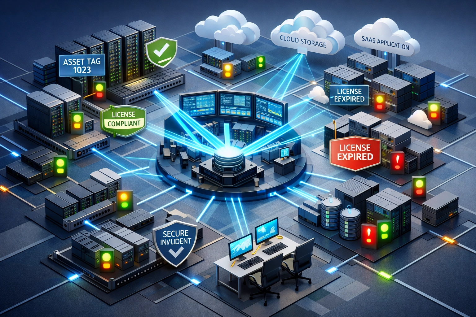 ITOM Discovery infrastructure topology map showing network monitoring and event management capabilities
