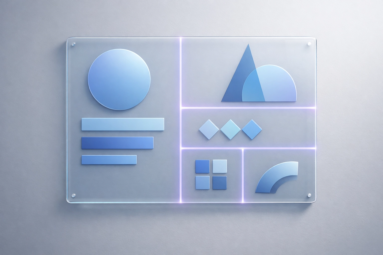 Minimalist glass chore chart with abstract zones for organizing household tasks by energy level.