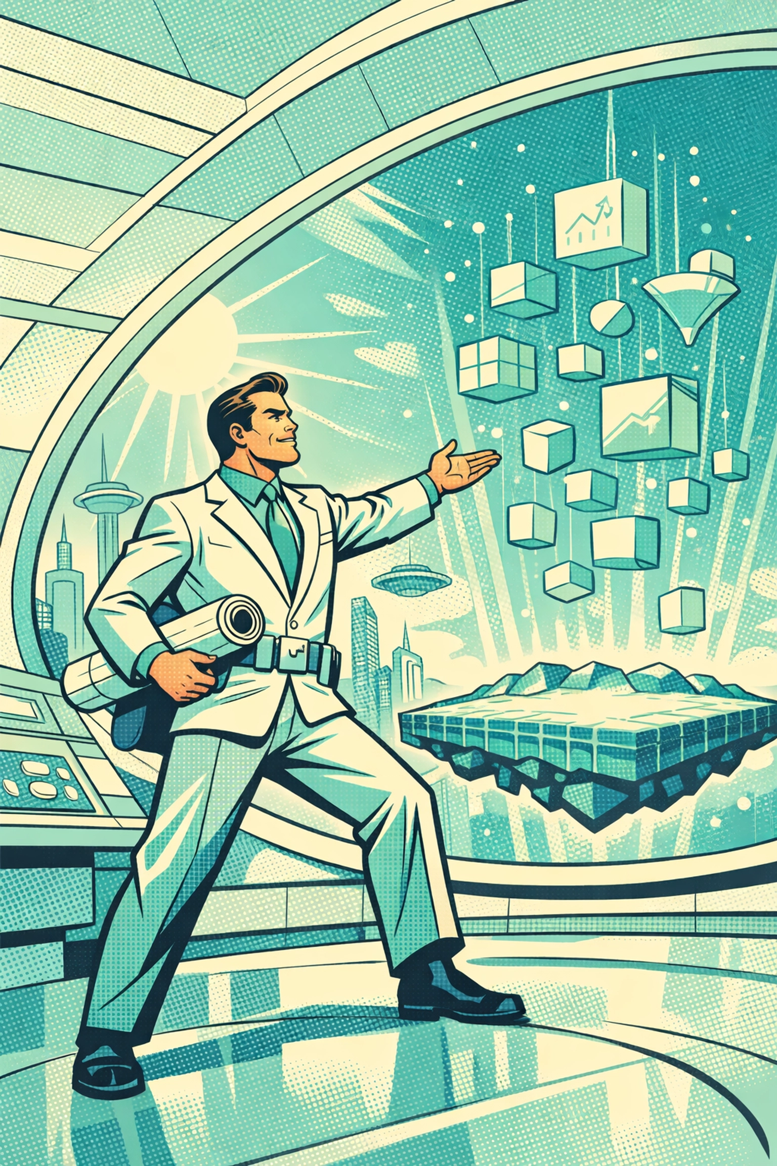 Futuristic leader building a bedrock foundation of structured data for AI-ready B2B SaaS GTM strategies.