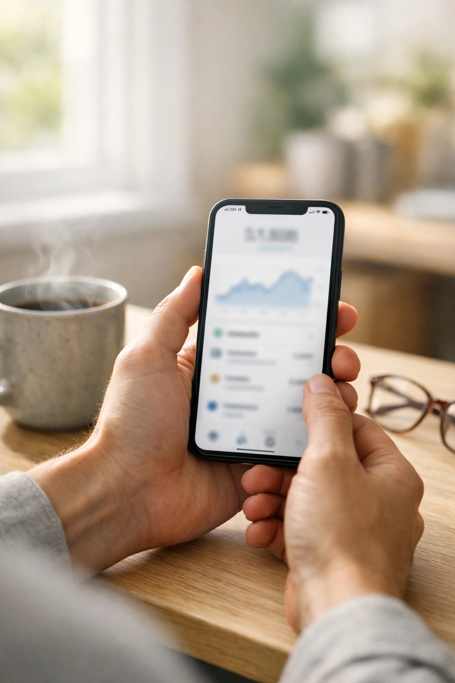 Person using a mobile app to apply for an instant cash loan in Canada from a bright home office.